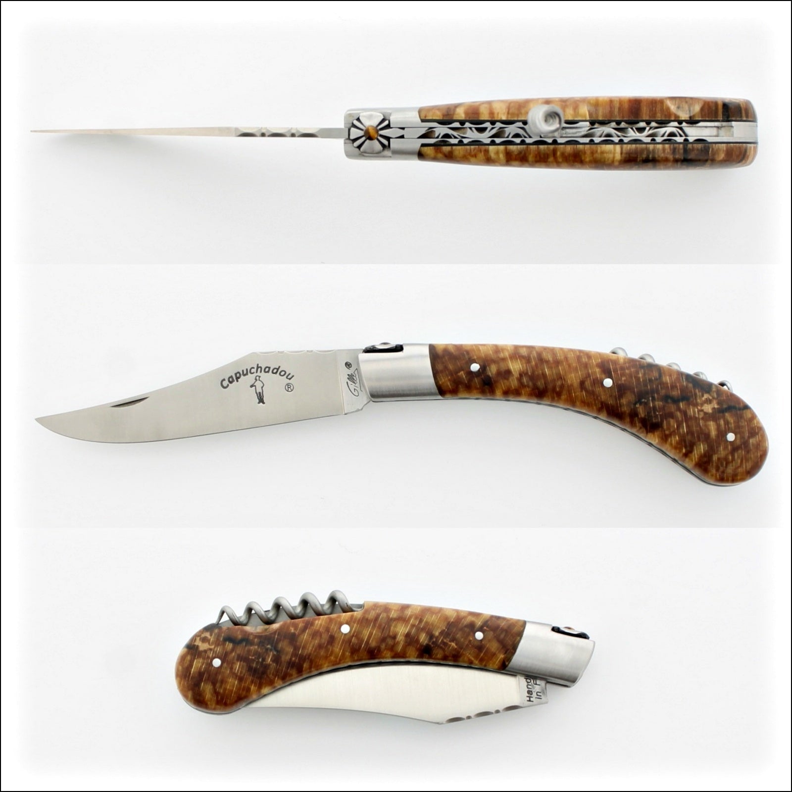 Capuchadou 12 cm Guilloche Corkscrew Burled beech End Grain