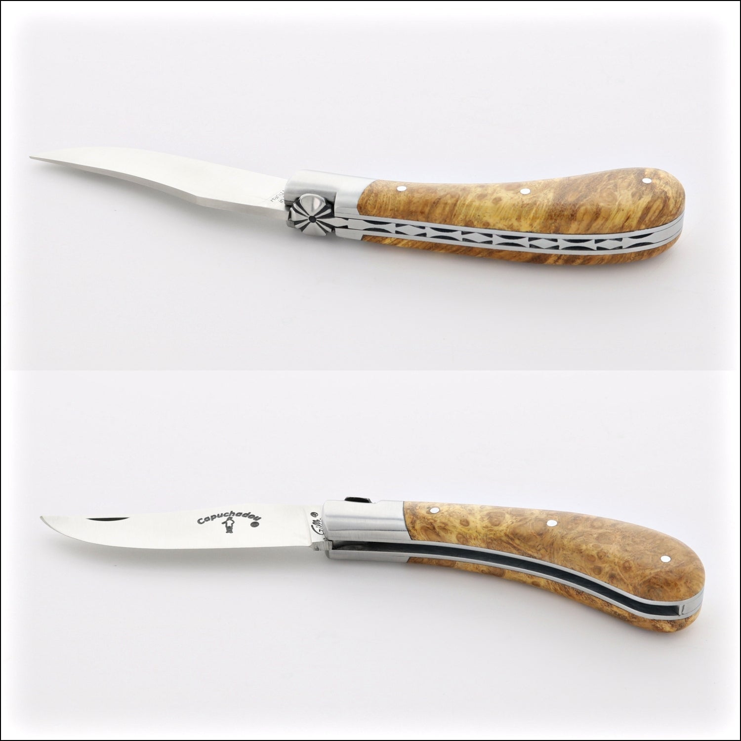 Capuchadou® 10 cm Classic Folding Knife Amboyna Burl Handle