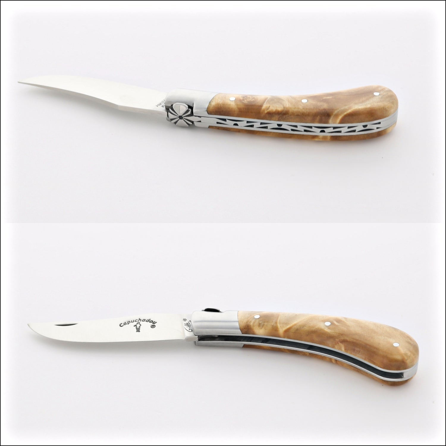Capuchadou® 10 cm Classic Folding Knife Burled Maple Handle