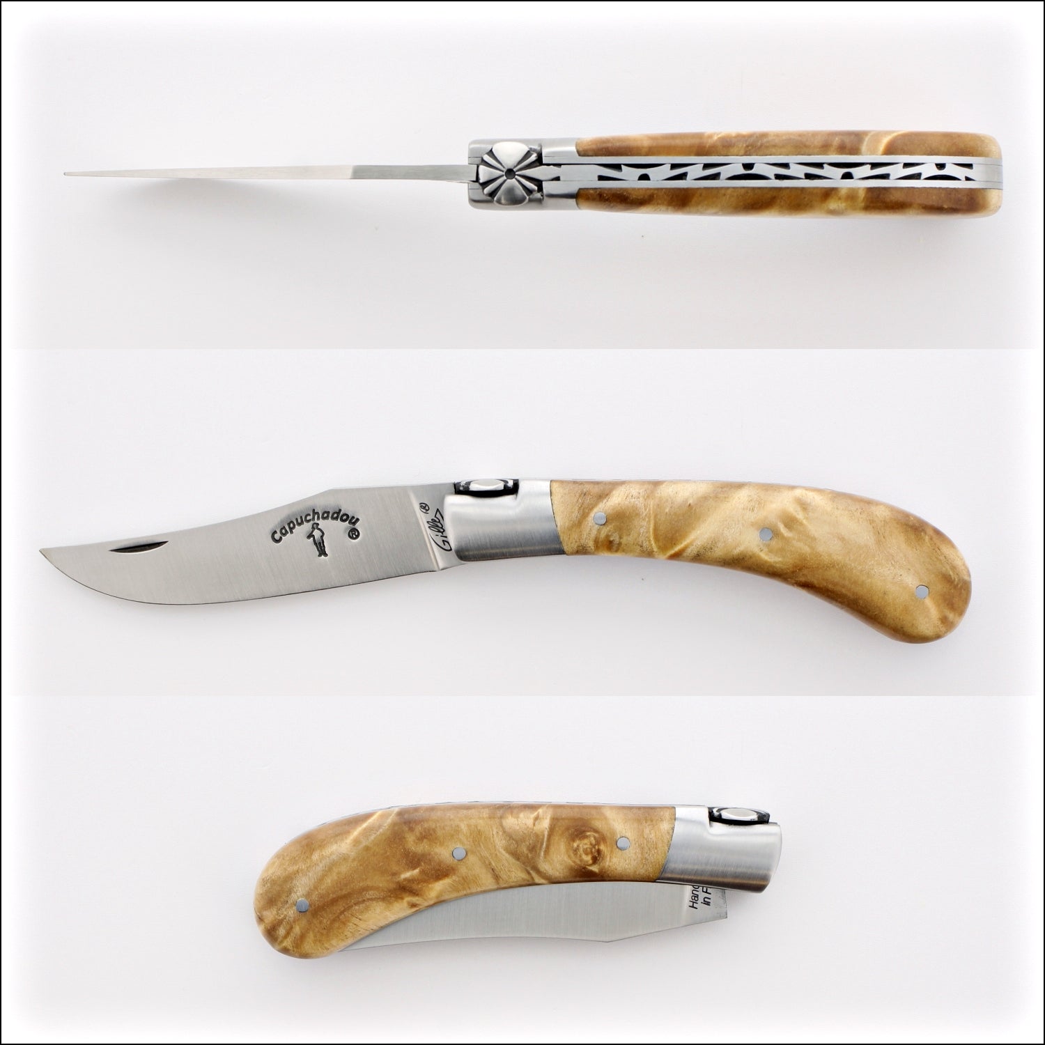 Capuchadou® 10 cm Classic Folding Knife Burled Maple Handle