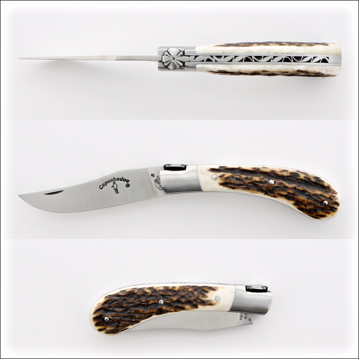 Capuchadou® 10 cm Classic Folding Knife Deer Stag Handle