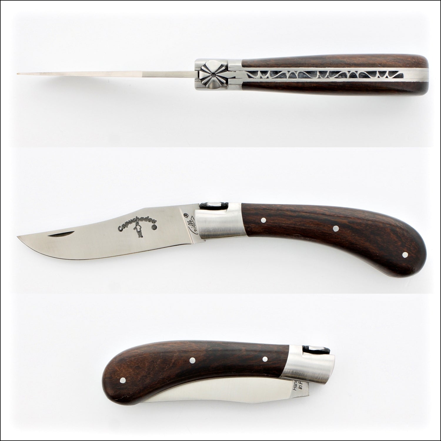 5 Coqs Pocket Knife - Ram Horn & Mother of Pearl Inlay - Laguiole Imports