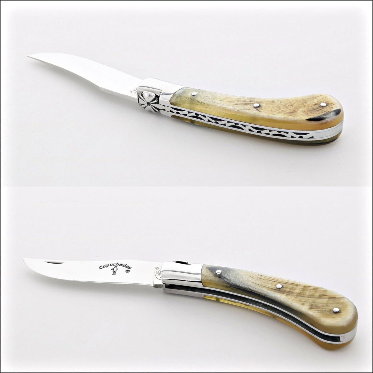 Capuchadou® 10 cm Classic Folding Knife Ram Horn Tip