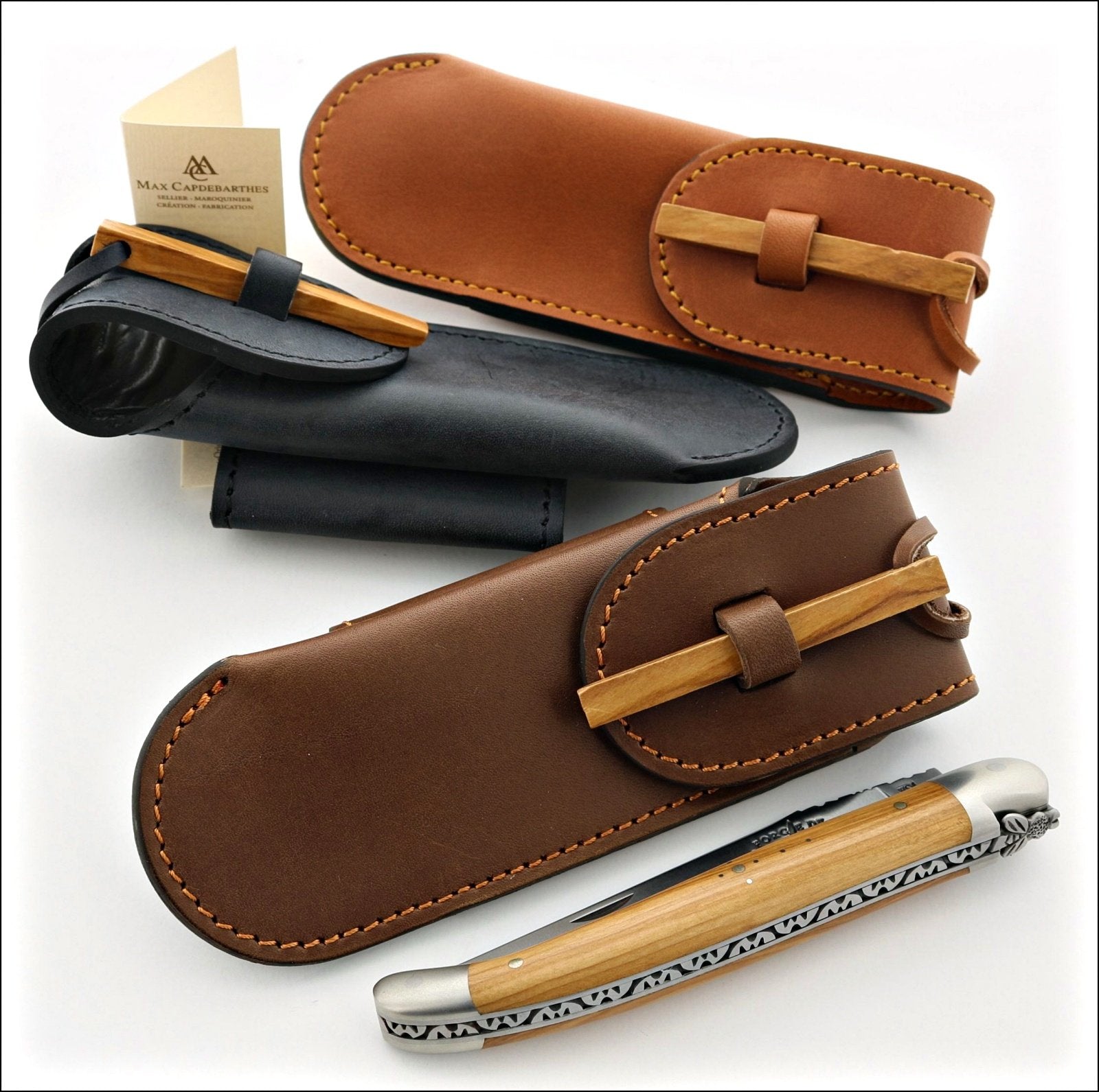 Trappeur Leather Sheath for 12 cm Pocket Knives-KNIFE SHEATHS