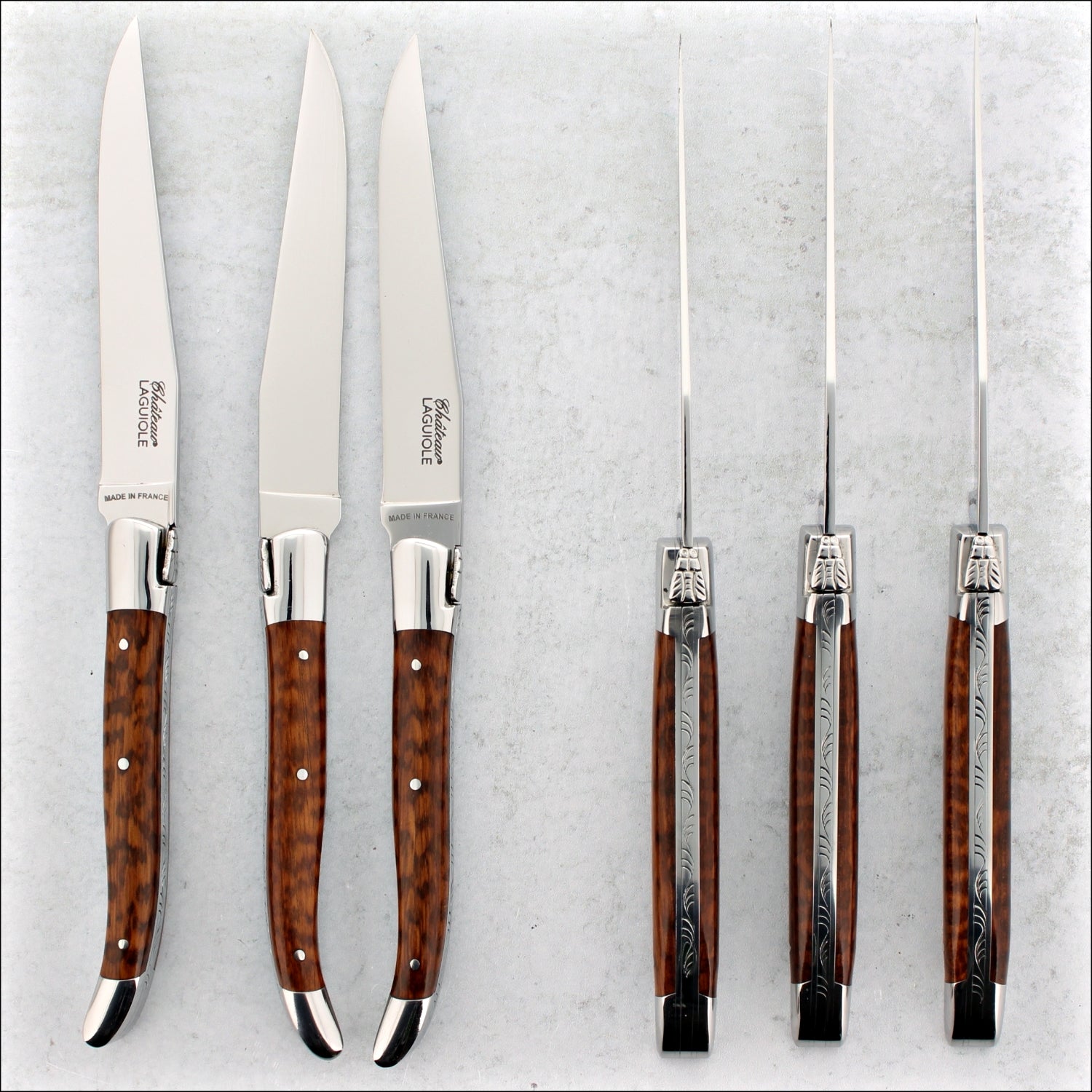 Chateau Laguiole Heritage Steak Knives Amourette - Shiny Finish
