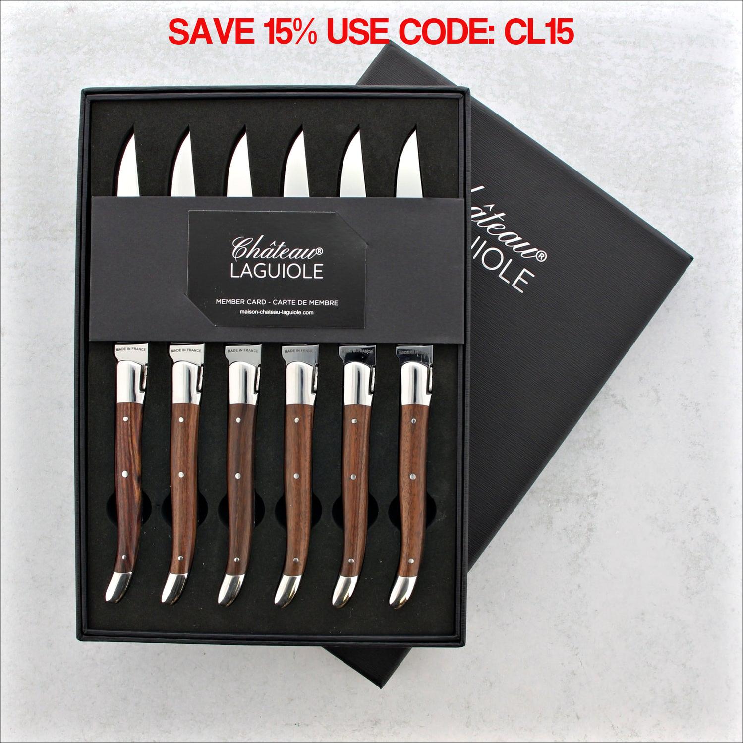 Chateau Laguiole Heritage Steak Knives Brazilian Rosewood - Set of 6