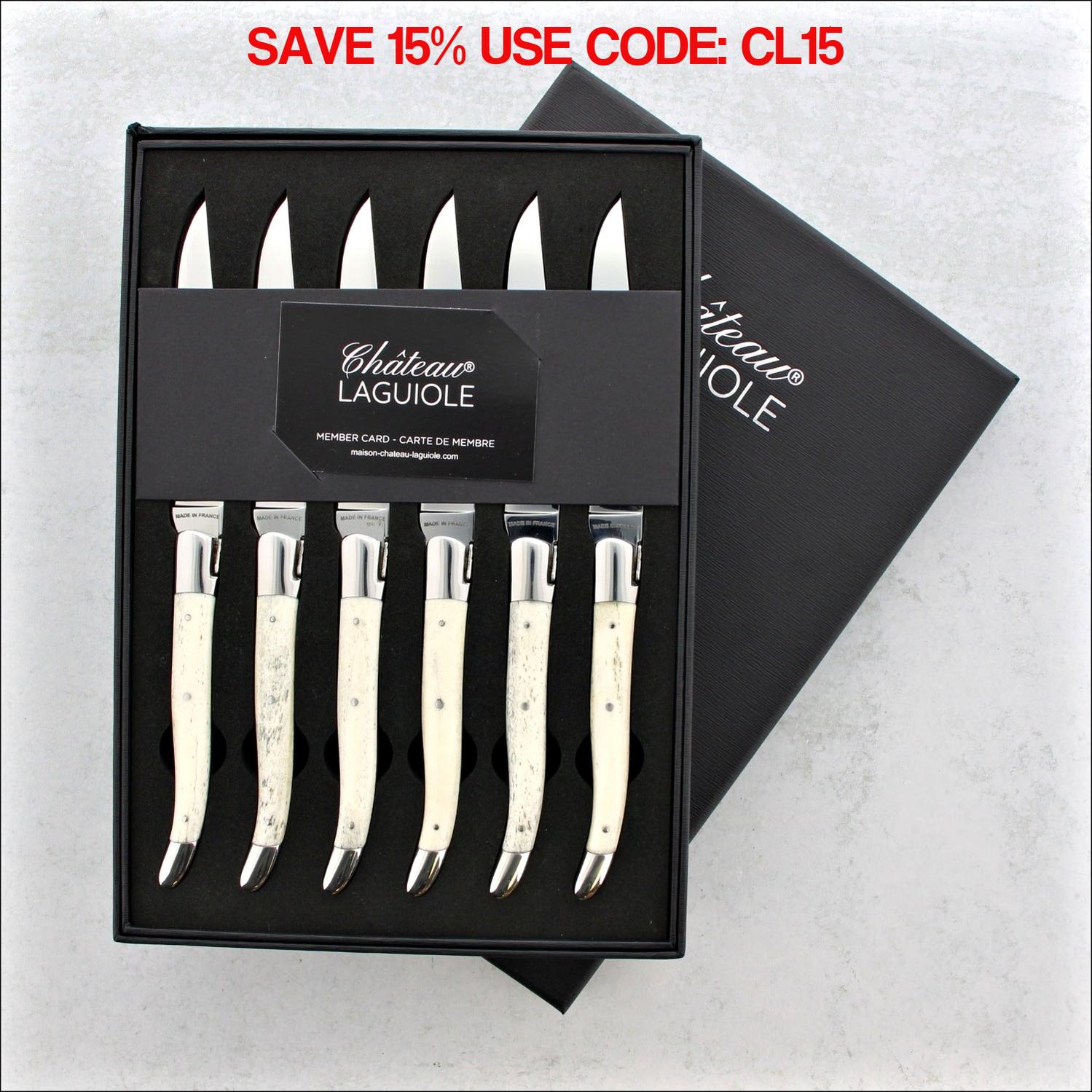 Chateau Laguiole Heritage Steak Knives Cattle Bone - Shiny Finish