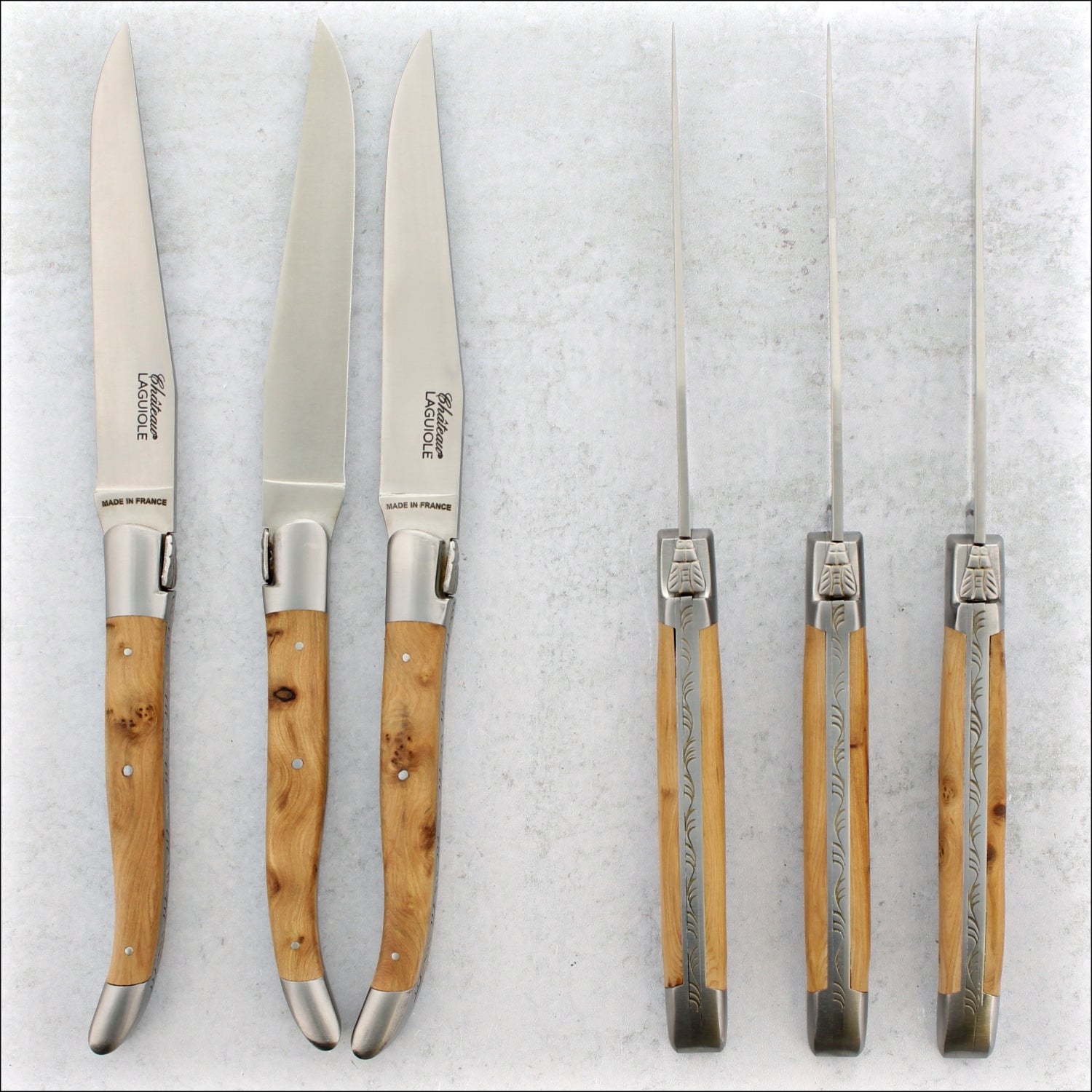 Chateau Laguiole Heritage Steak Knives Juniper - Satin Finish