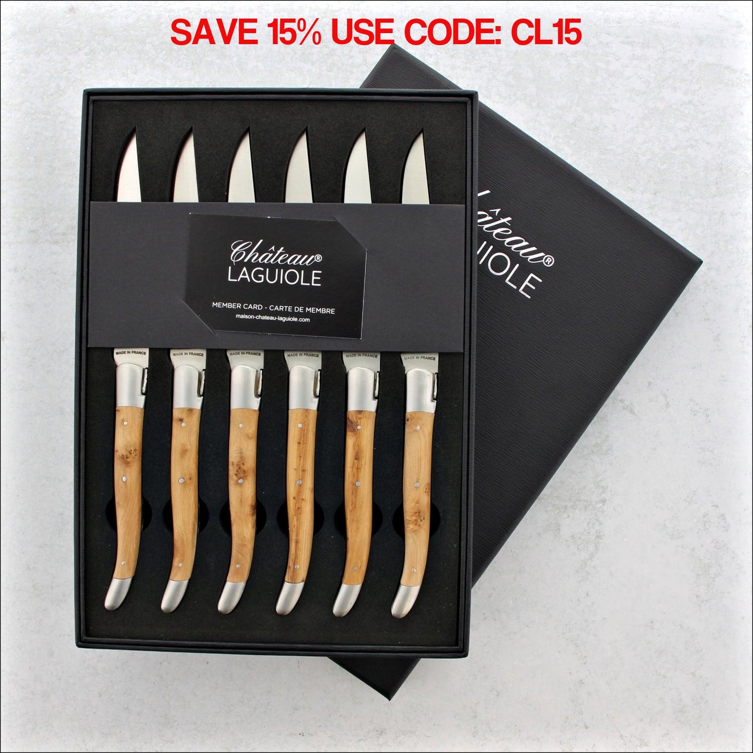 Chateau Laguiole Heritage Steak Knives Juniper - Satin Finish