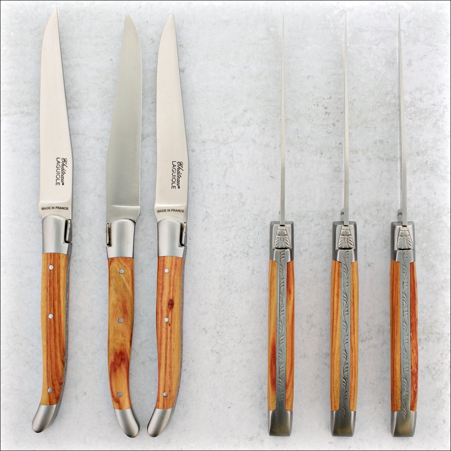 Chateau Laguiole Heritage Steak Knives Rosewood - Satin Finish