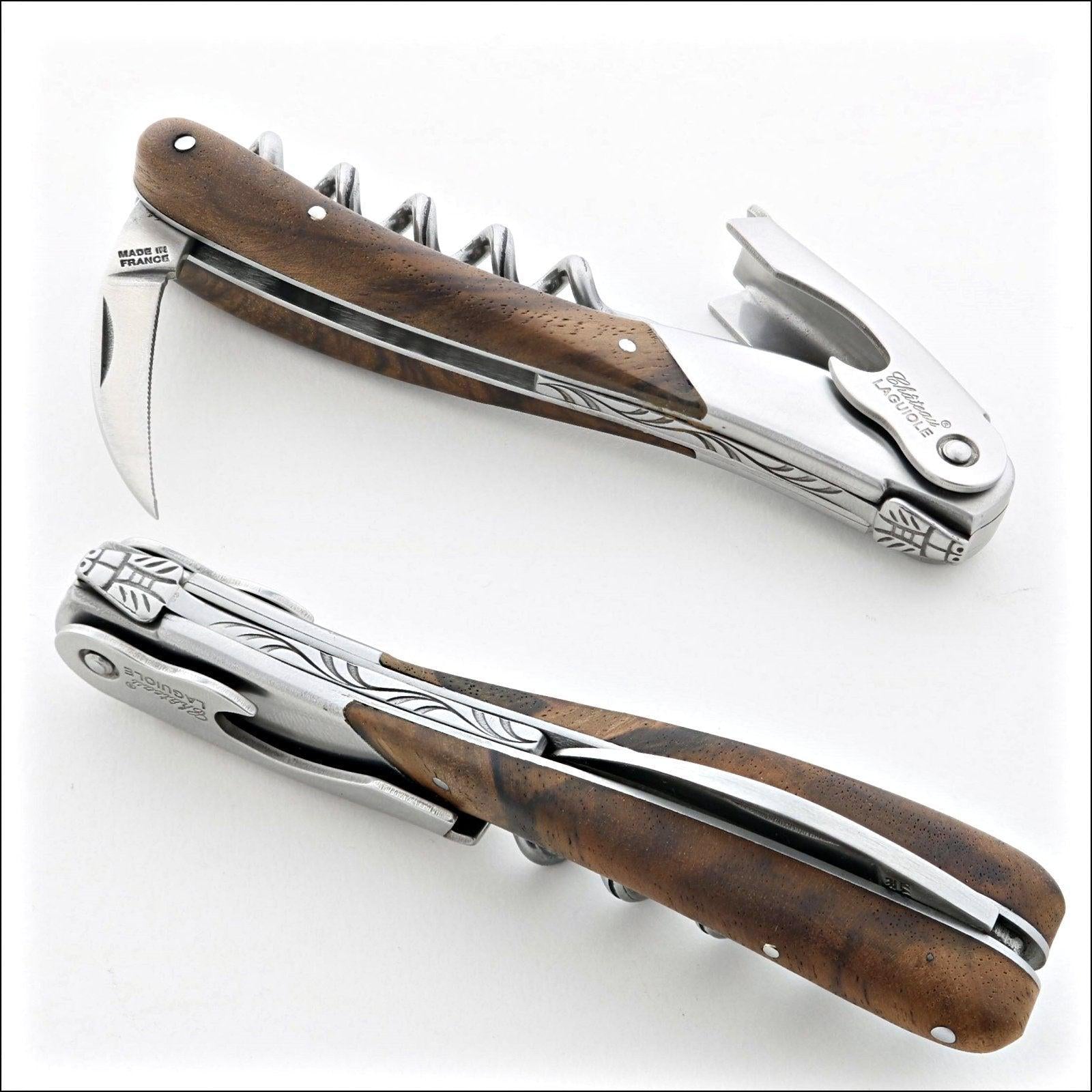 Chateau Laguiole Melchior Burled Walnut Handle-Waiter Corkscrew
