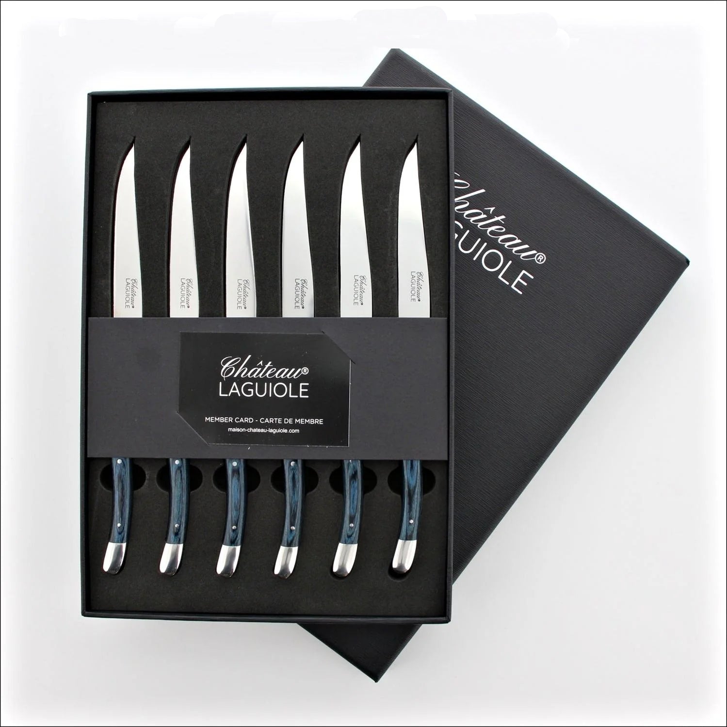 Chateau Laguiole Steak Knives Blue Stamina Wood - Shiny Finish