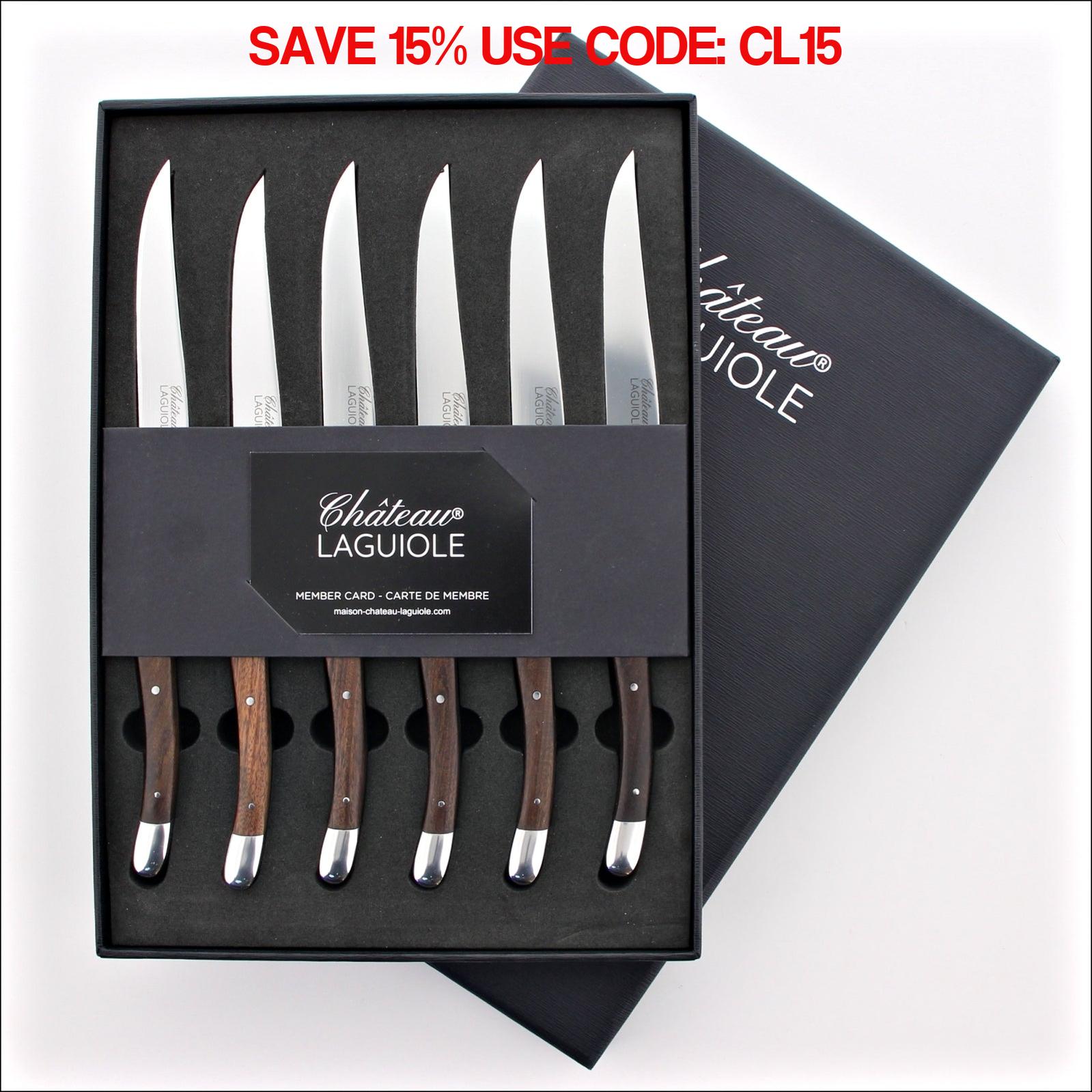 Chateau Laguiole Signature Steak Knives Brazilian Rosewood - Set of 6
