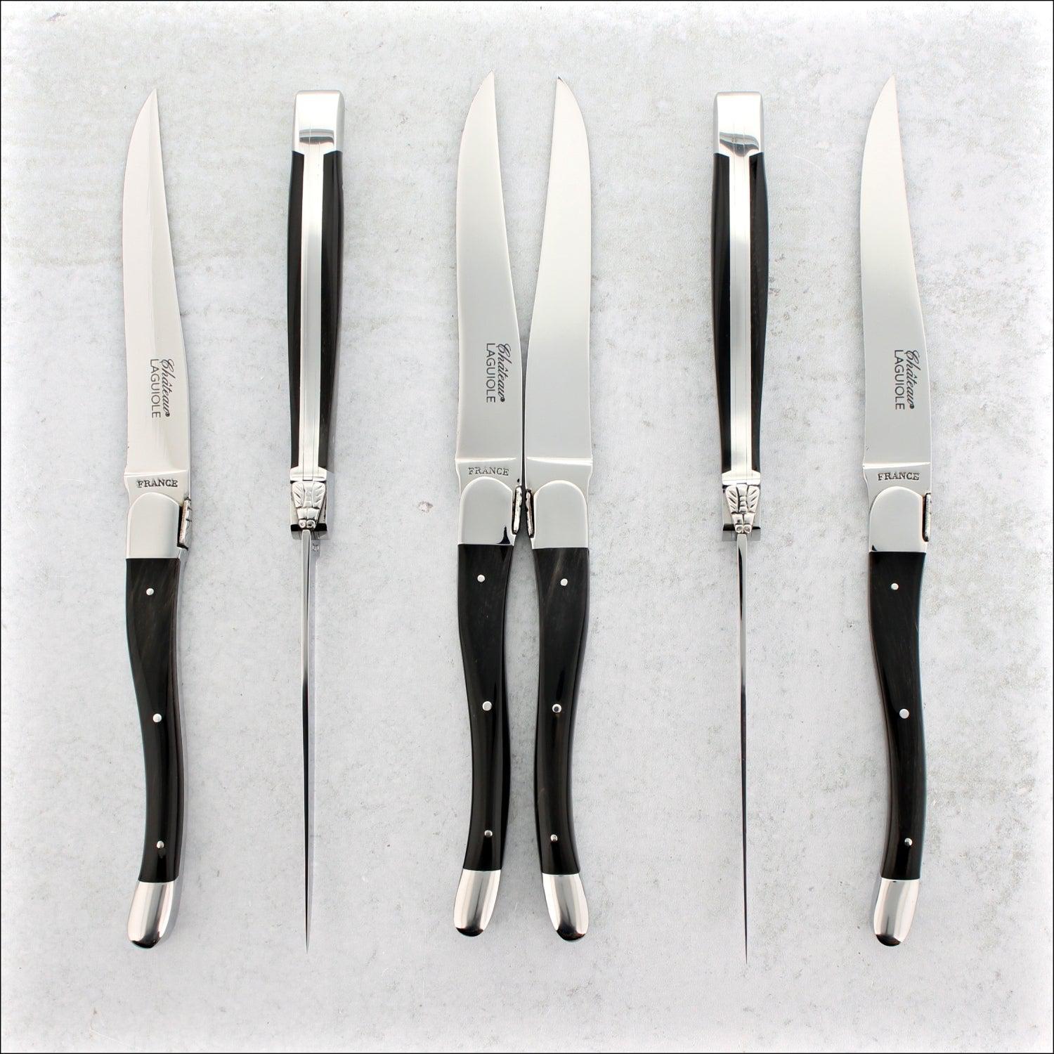 Chateau Laguiole Steak Knives Dark Horn Tip - Set of 6