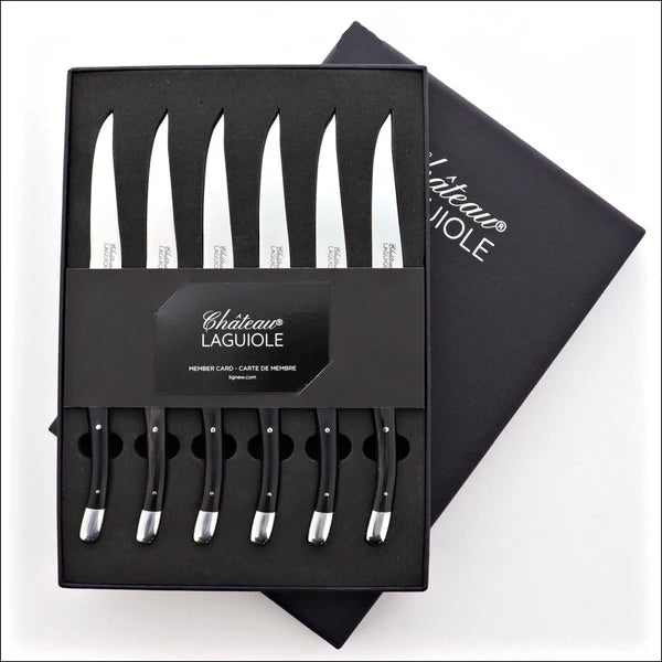 Chateau Laguiole Steak Knives Dark Horn Tip - Shiny Finish