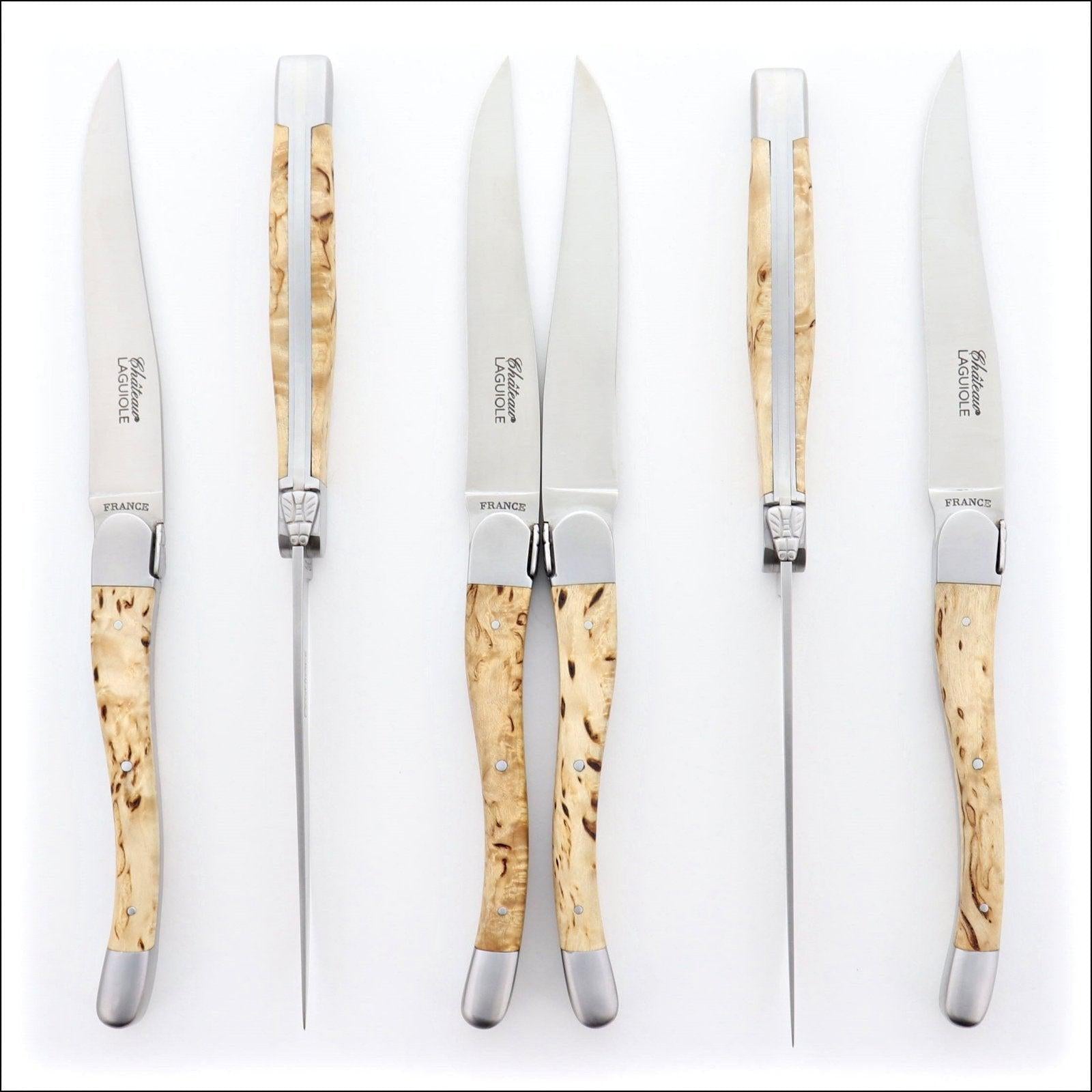 Eleganza Corsa Steak Knives - Burled Walnut - Set of 6 - Laguiole Imports