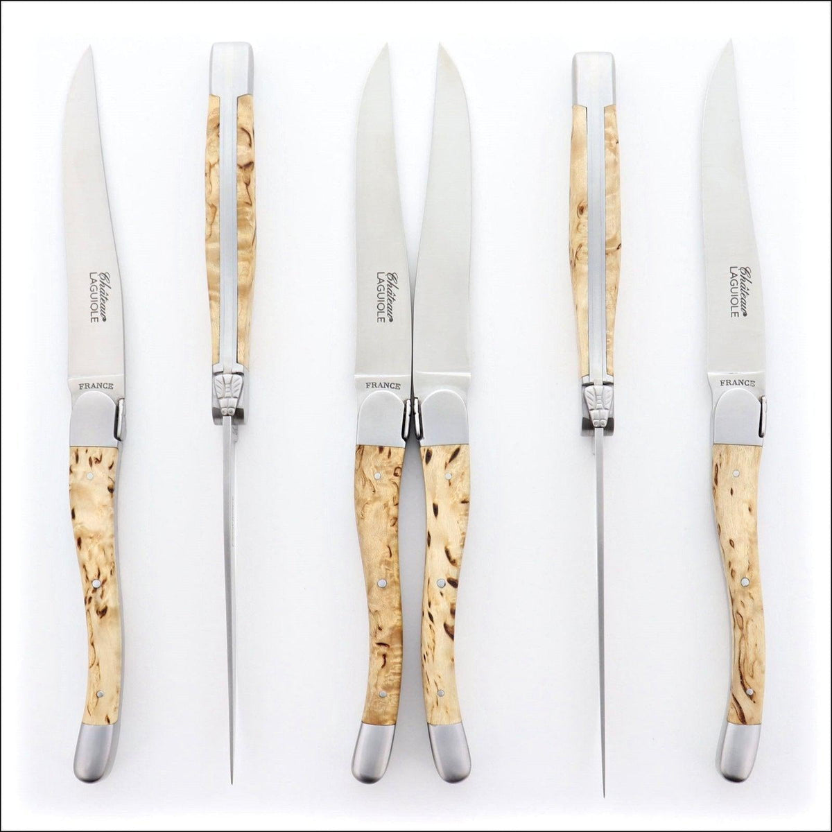 Chateau Laguiole Steak Knives Karelian Birch - Set of 6