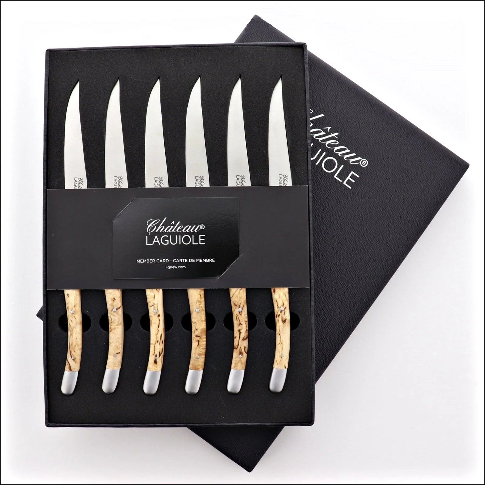 Chateau Laguiole Steak Knives Karelian Birch - Set of 6