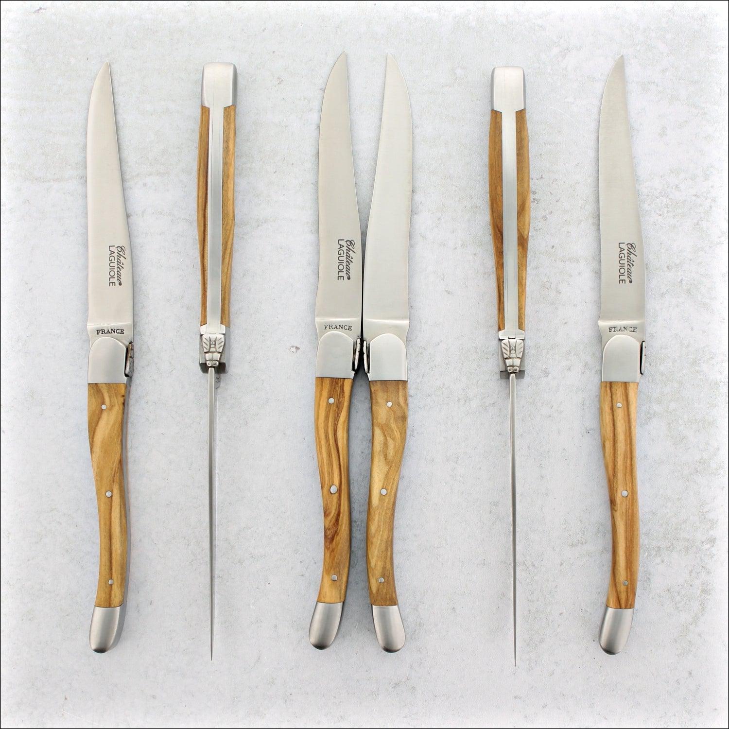 Chateau Laguiole Steak Knives Olivewood - Satin Finish