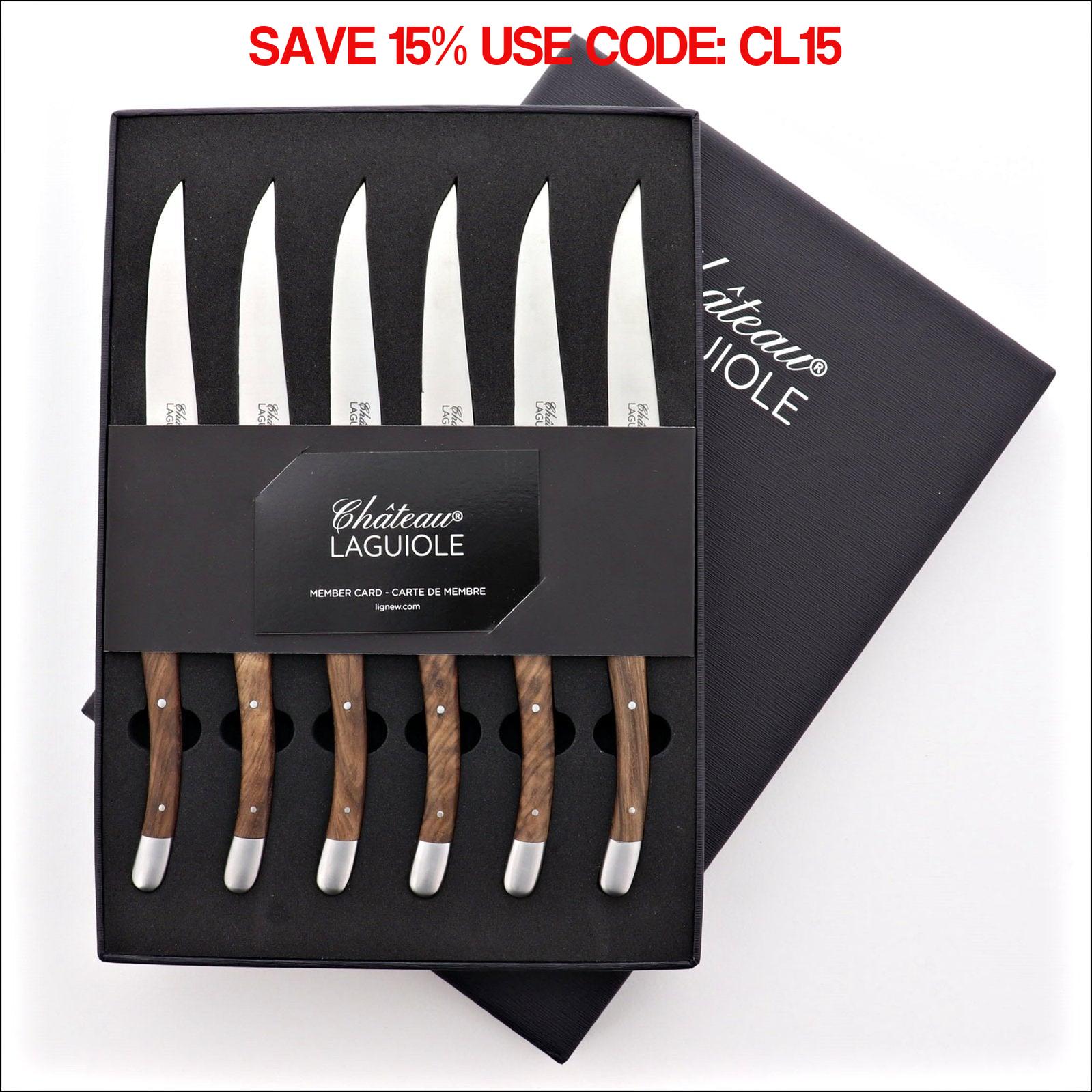 Chateau Laguiole Steak Knives Walnut - Set of 6