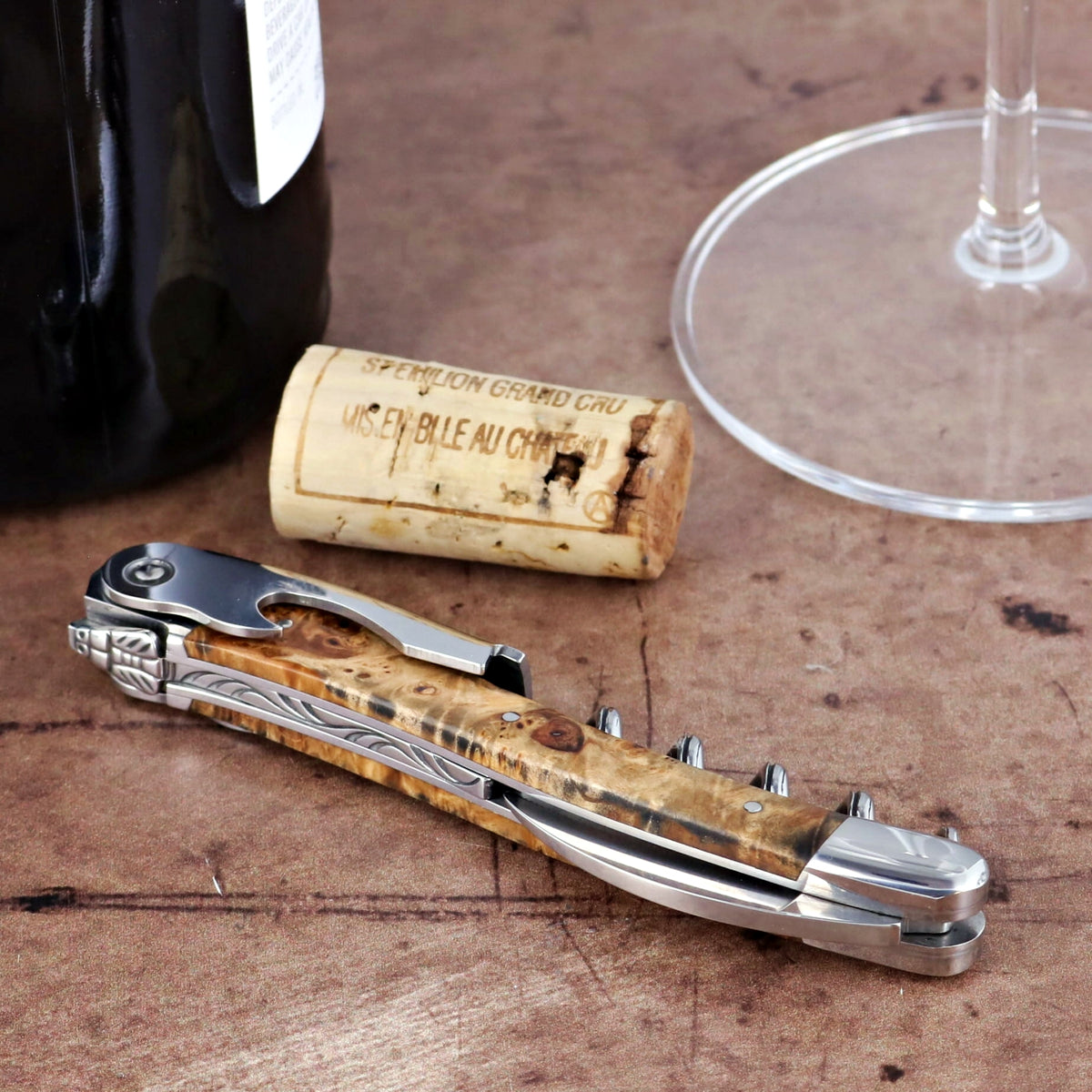 Chateau Laguiole Classic Brown Buckeye Burl Corkscrew