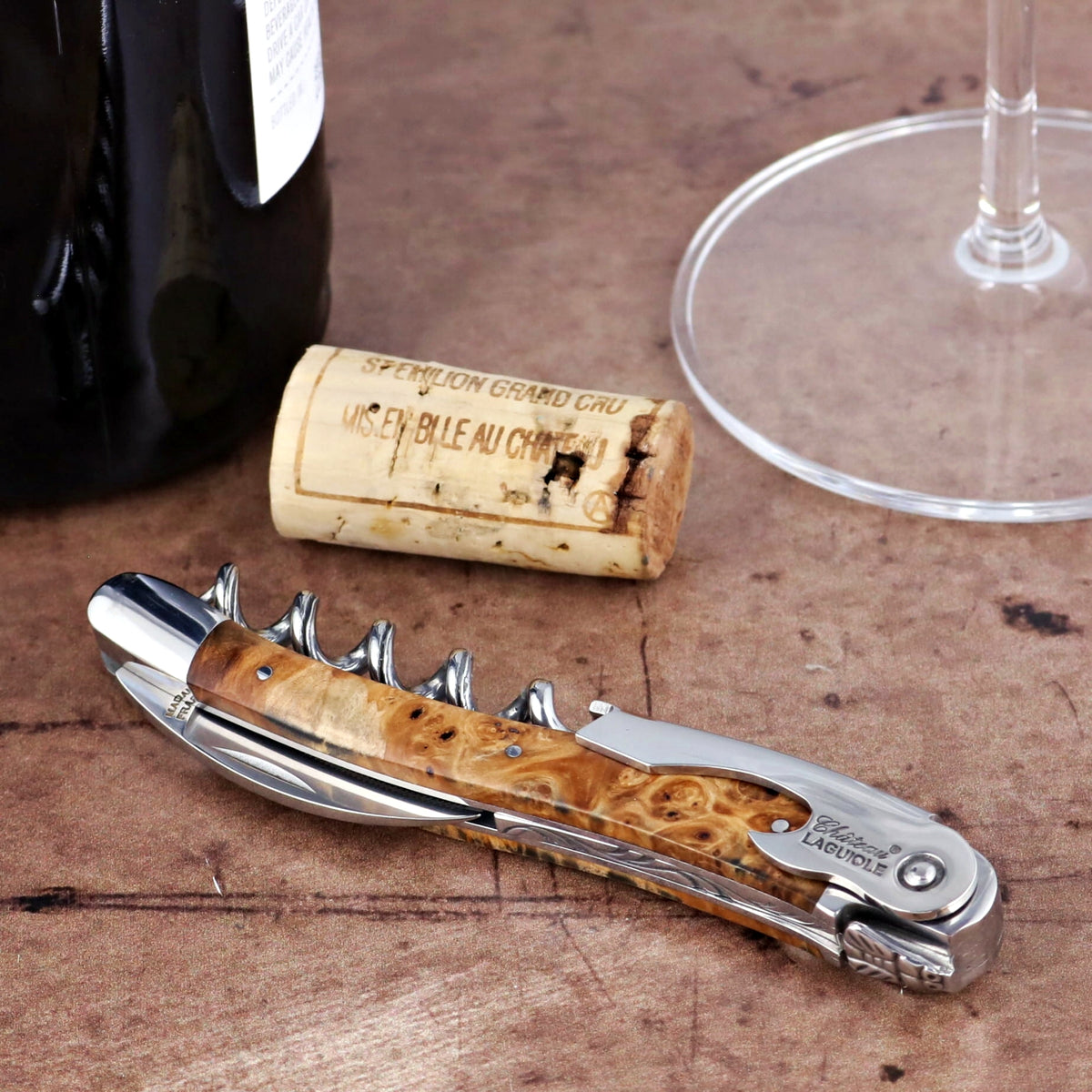 Chateau Laguiole Classic Brown Buckeye Burl Corkscrew