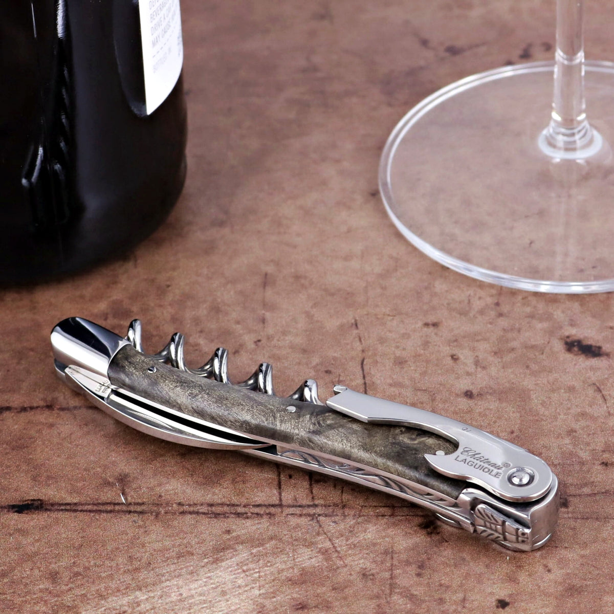 Chateau Laguiole Classic Grey Buckeye Burl Corkscrew