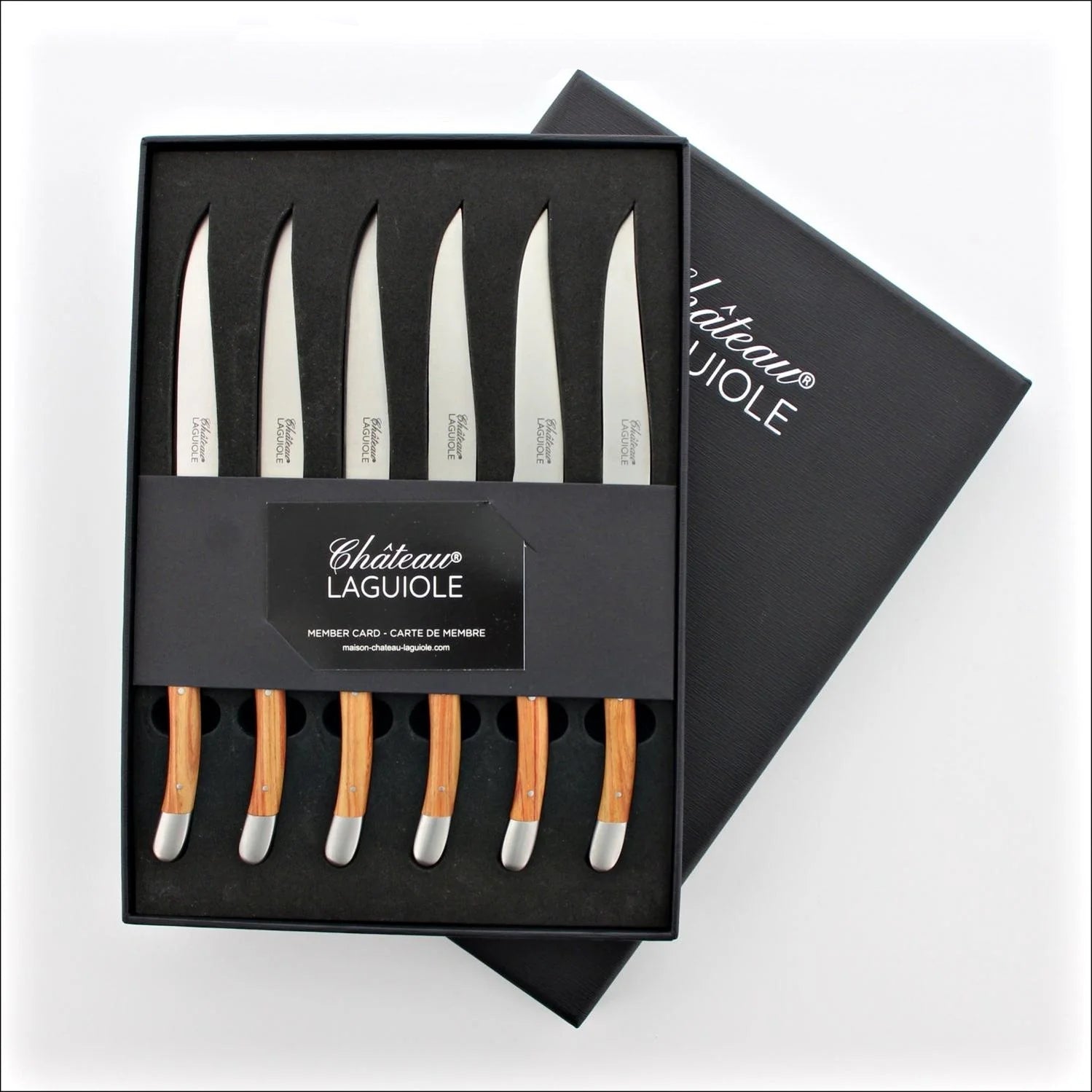 LAGUIOLE PRODACCION　テーブルナイフ　6本　箱入り Chateau Laguiole Signature Steak Knives Rosewood - Satin Finish