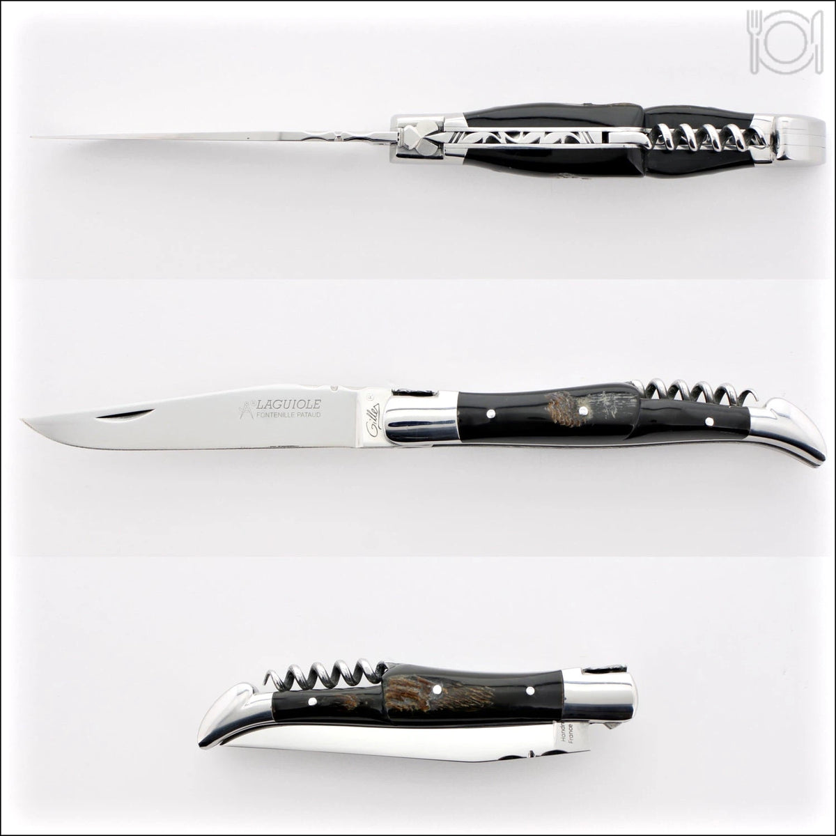Classic Laguiole Corkscrew Knife Buffalo Bark Handle