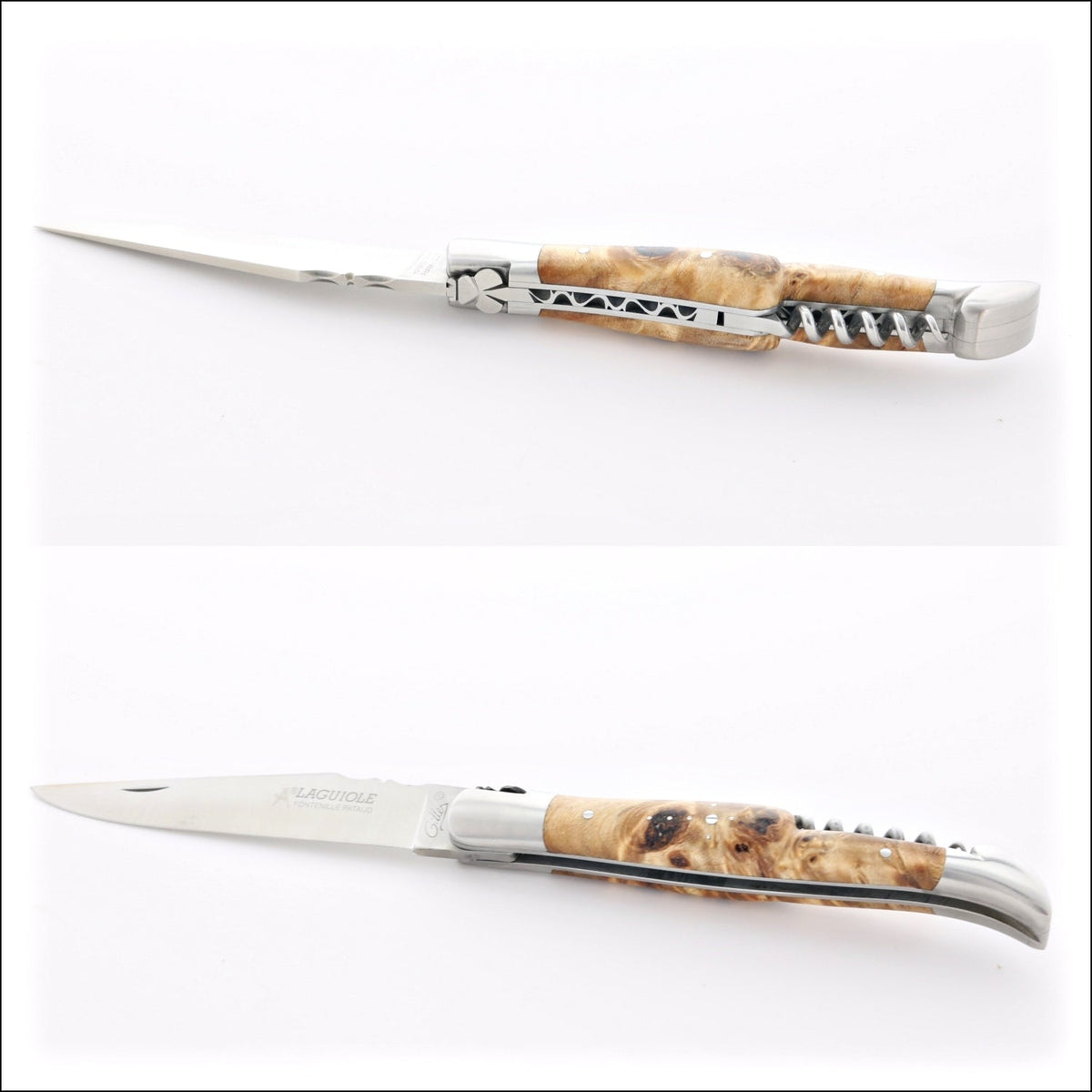 Classic Laguiole Corkscrew Knife Poplar Burl Handle
