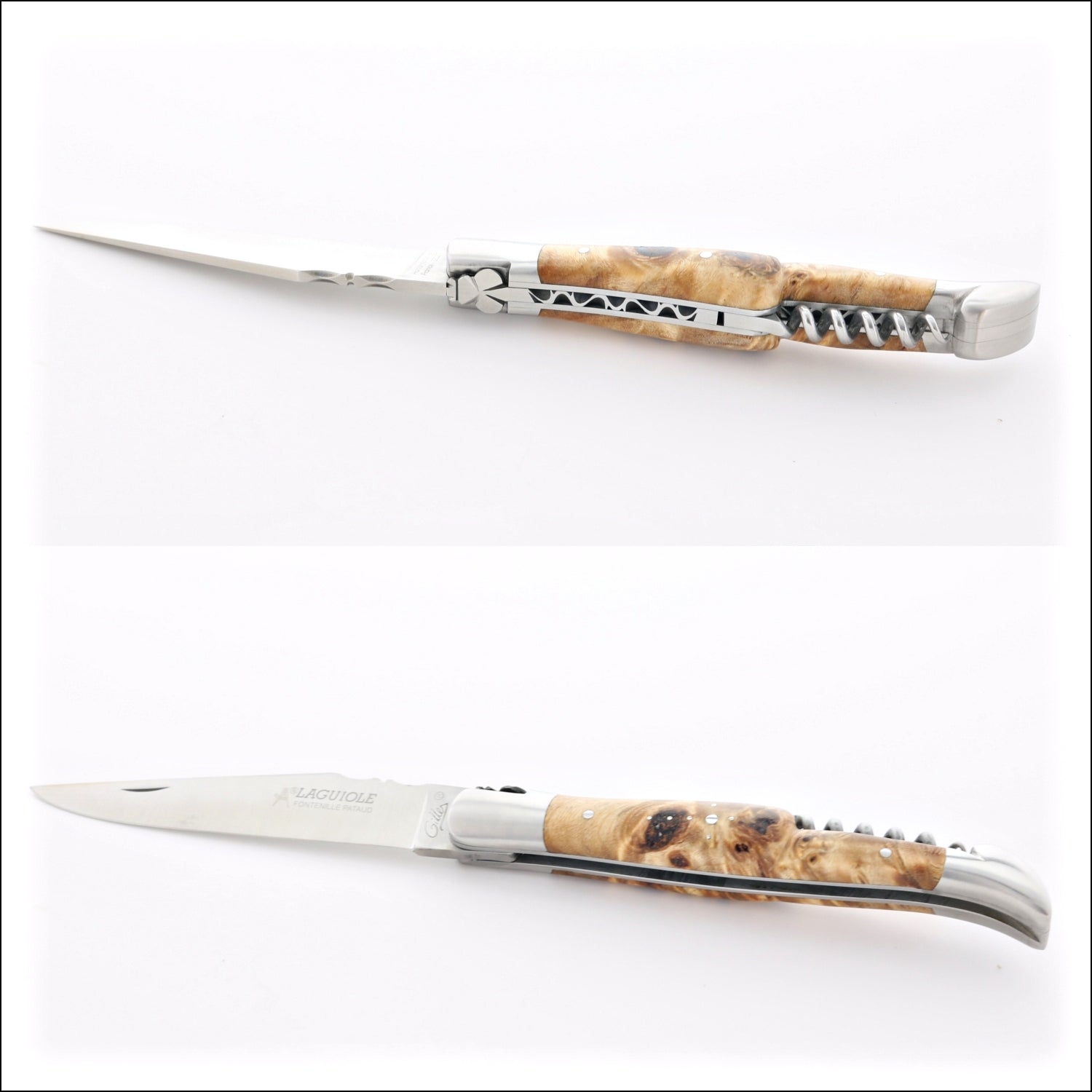 Classic Laguiole Corkscrew Knife Poplar Burl Handle