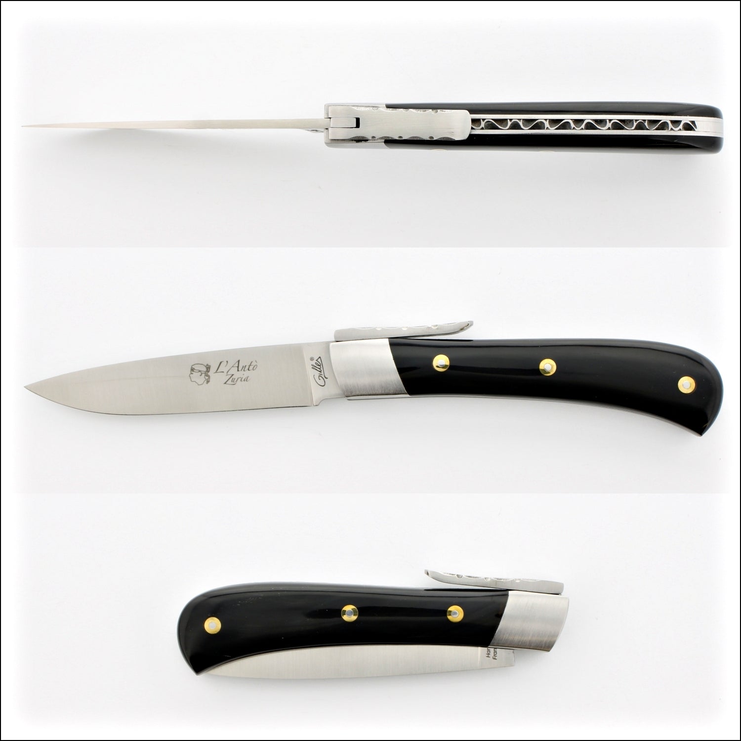 Corsican L' Antò Pocket Knife Black Horn Tip