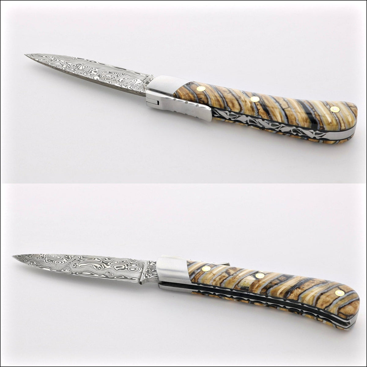 Corsican L&#39;Antò Guilloché Damascus Blade Mammoth Tooth Jupiter