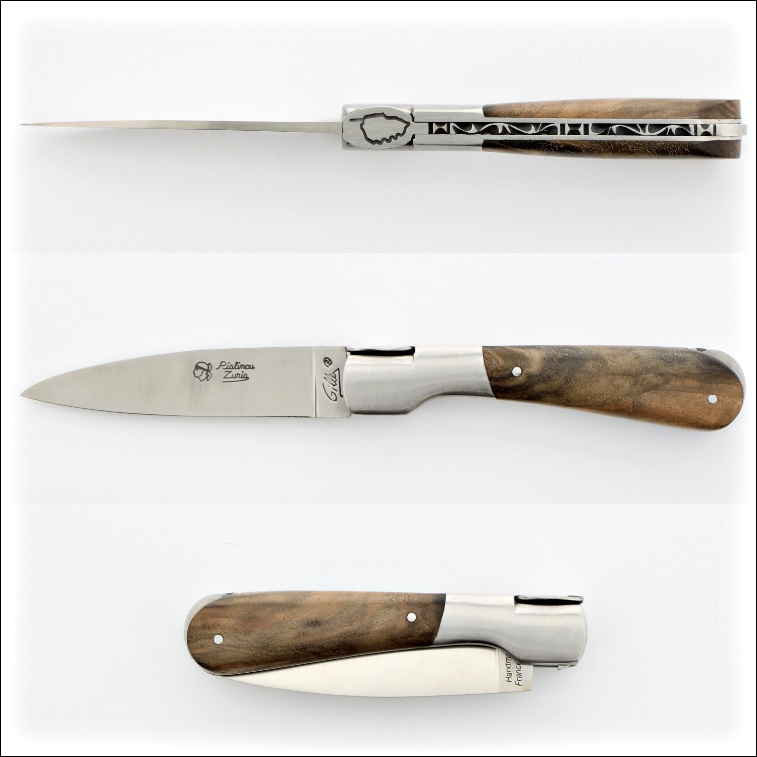 Corsican Pialincu Folding Knife Burled Walnut