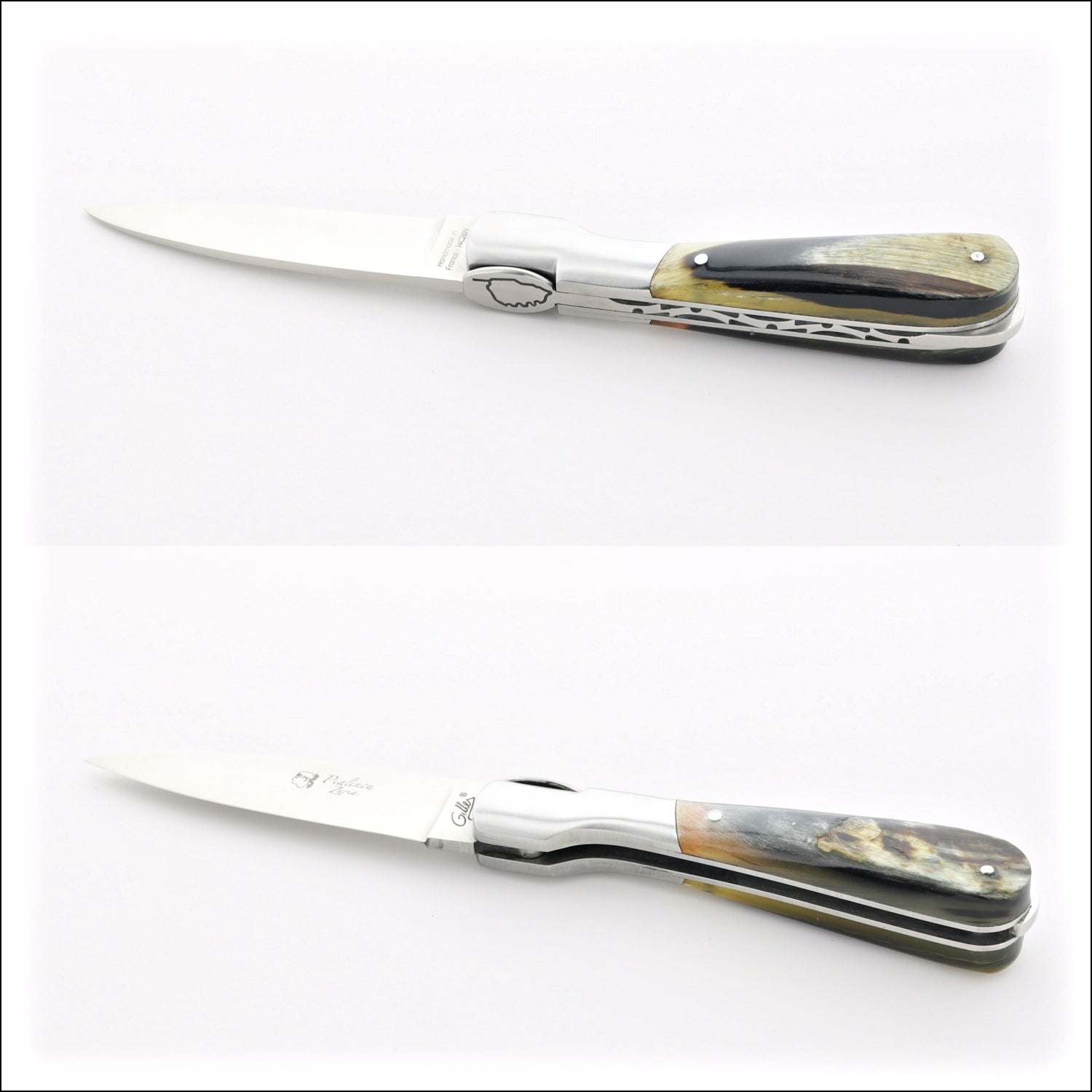 Corsican Pialincu Folding Knife Dark Ram Horn Handle