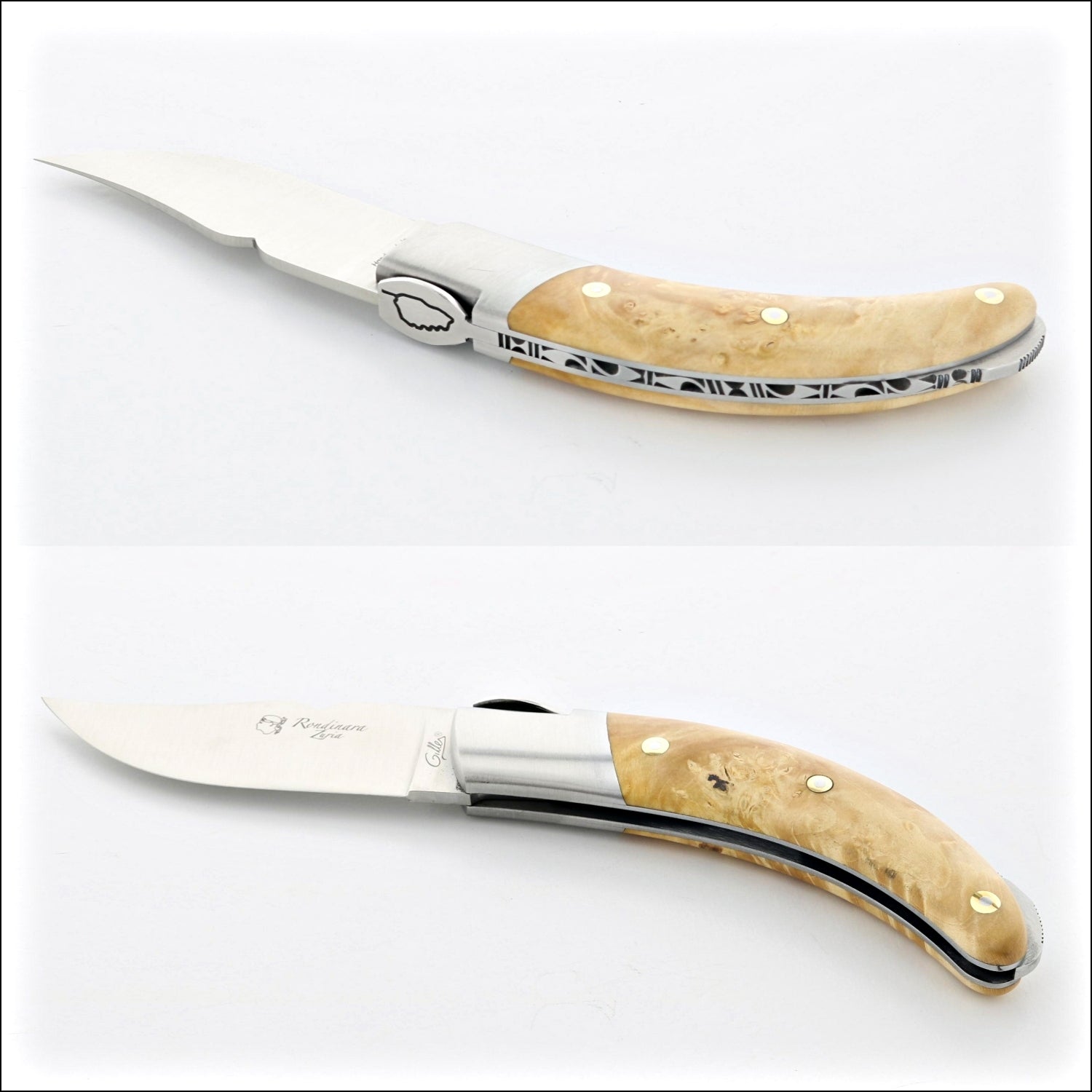 Corsican Rondinara Folding Knife - Burled Maple Handle