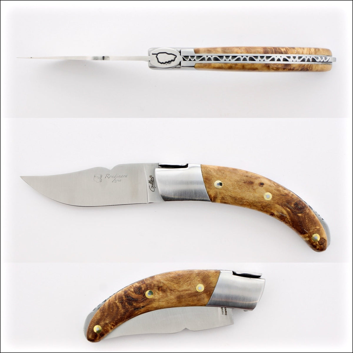 Corsican Rondinara Folding Knife - Poplar Burl Handle
