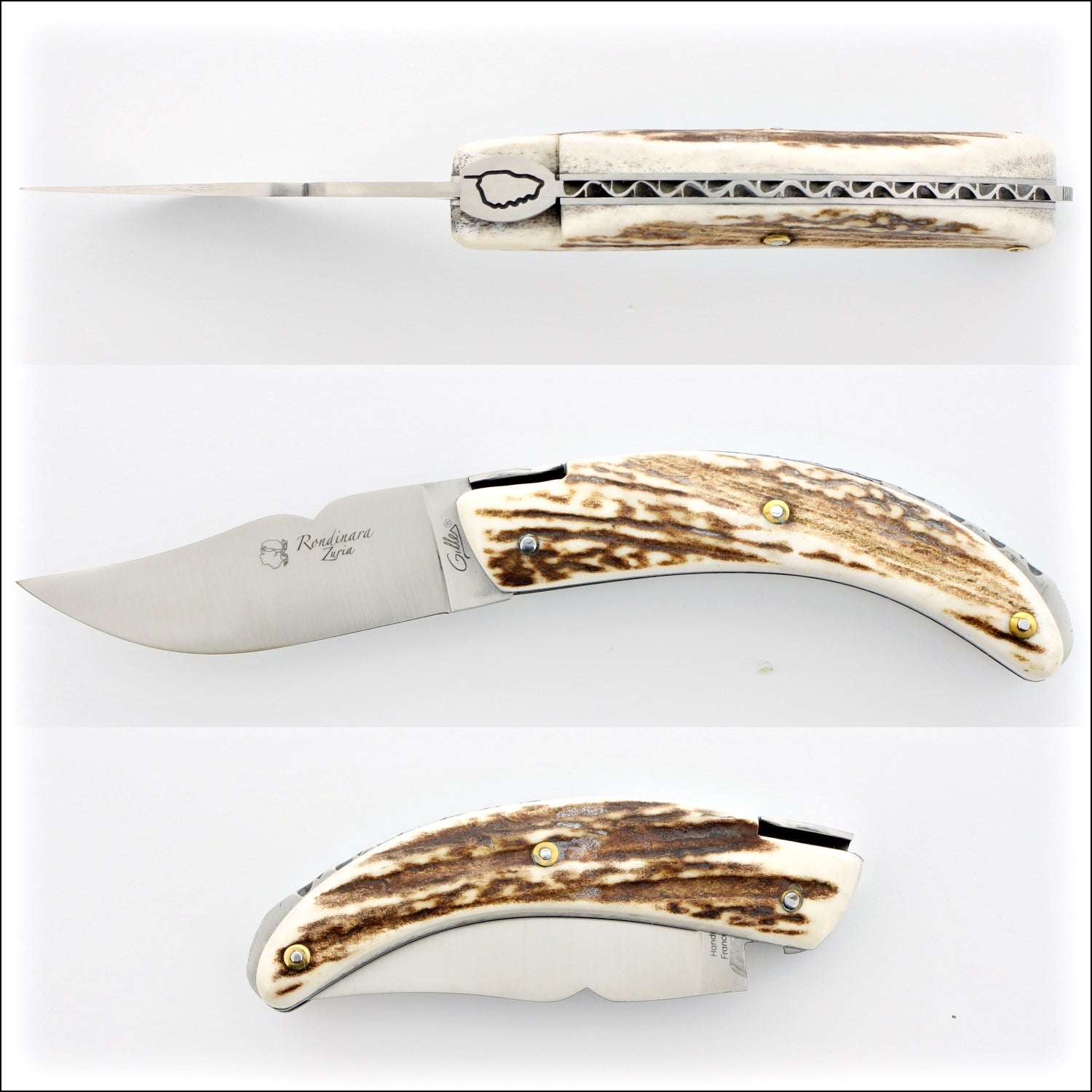 Corsican Rondinara Full Wide Handle Folding Knife - Deer Stag Handle