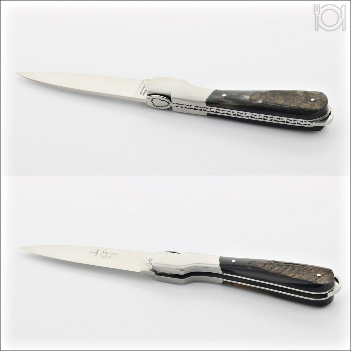 Corsican Sperone Pocket Knife Dark Ram Horn Tip