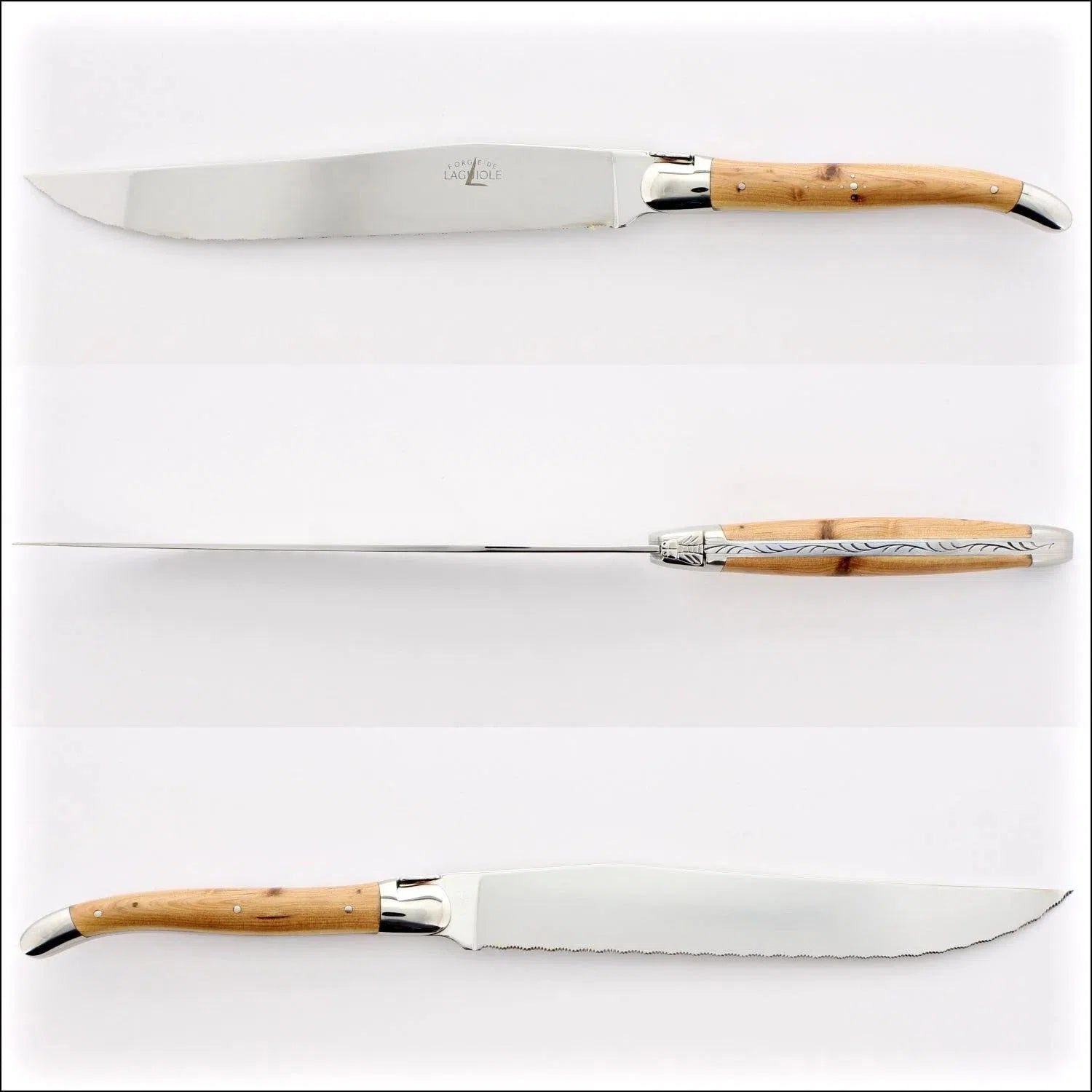 Forge de Laguiole Bread Knife Juniper Handle - Shiny Finish