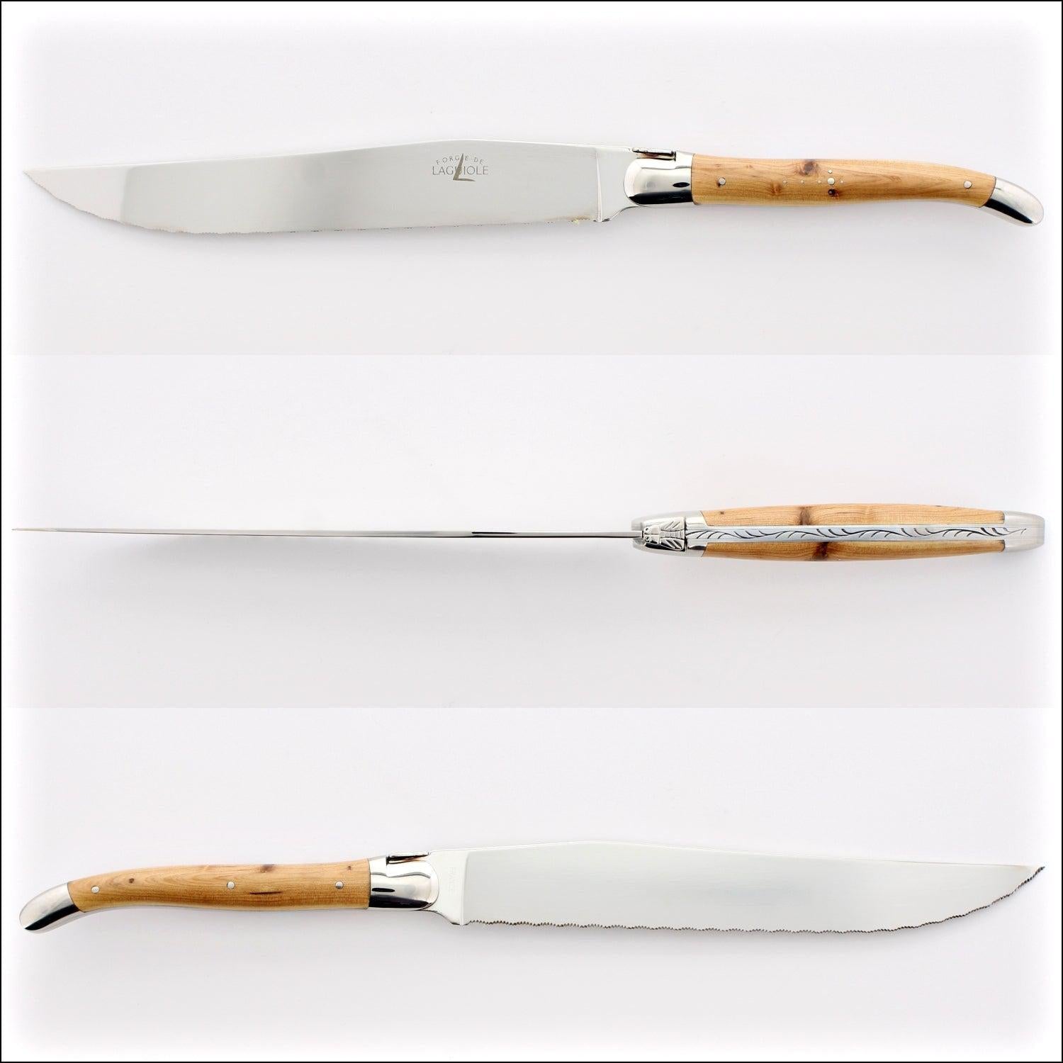 Forge de Laguiole Bread Knife Juniper Handle - Shiny Finish
