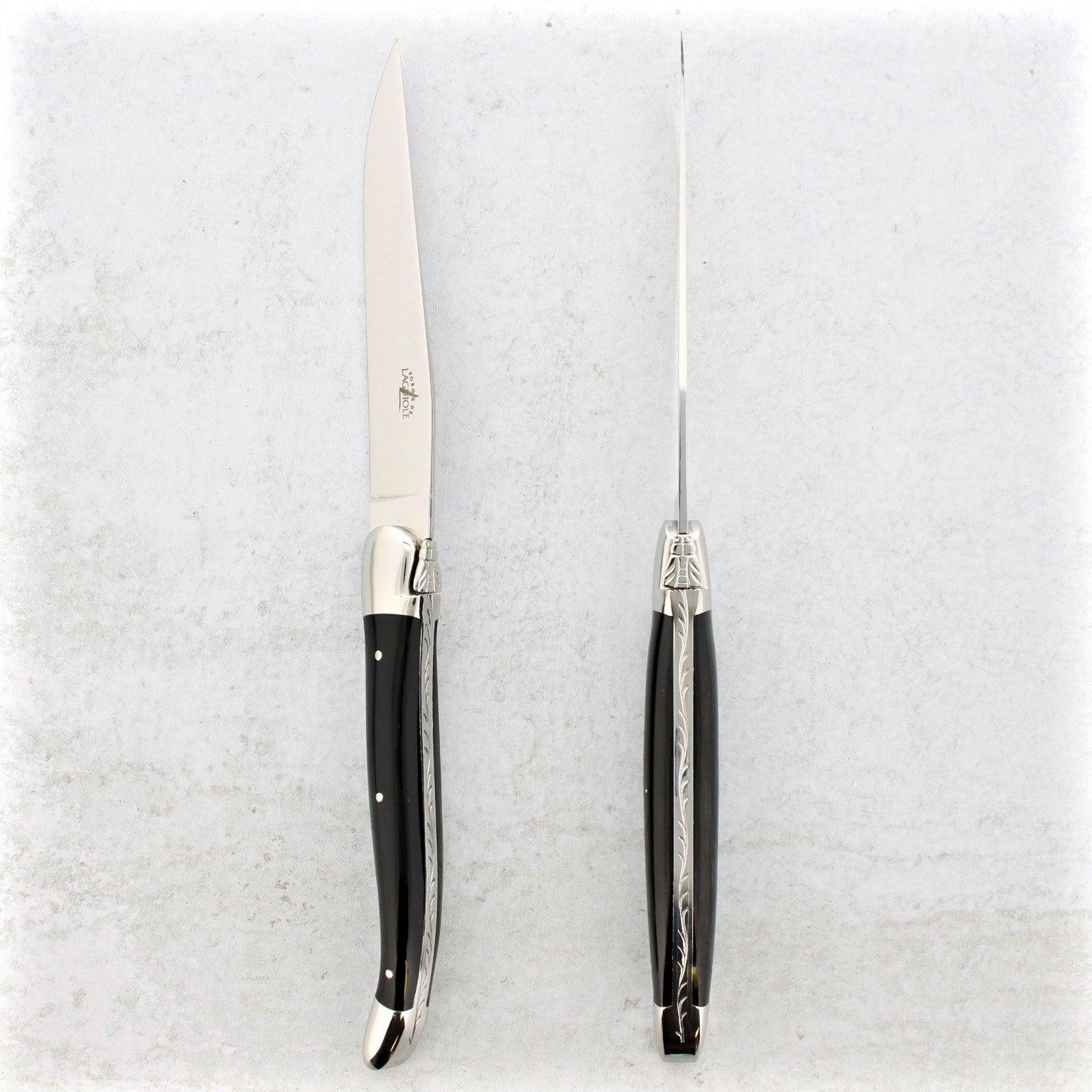 Forge de Laguiole Dark Horn Tip Steak Knives
