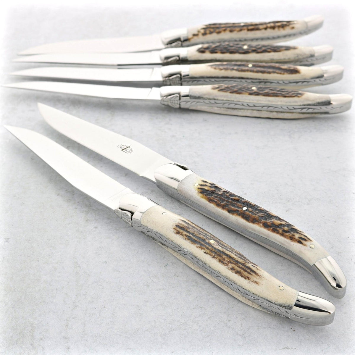 Forge de Laguiole Elk Stag Handle Steak Knives - Set of 6