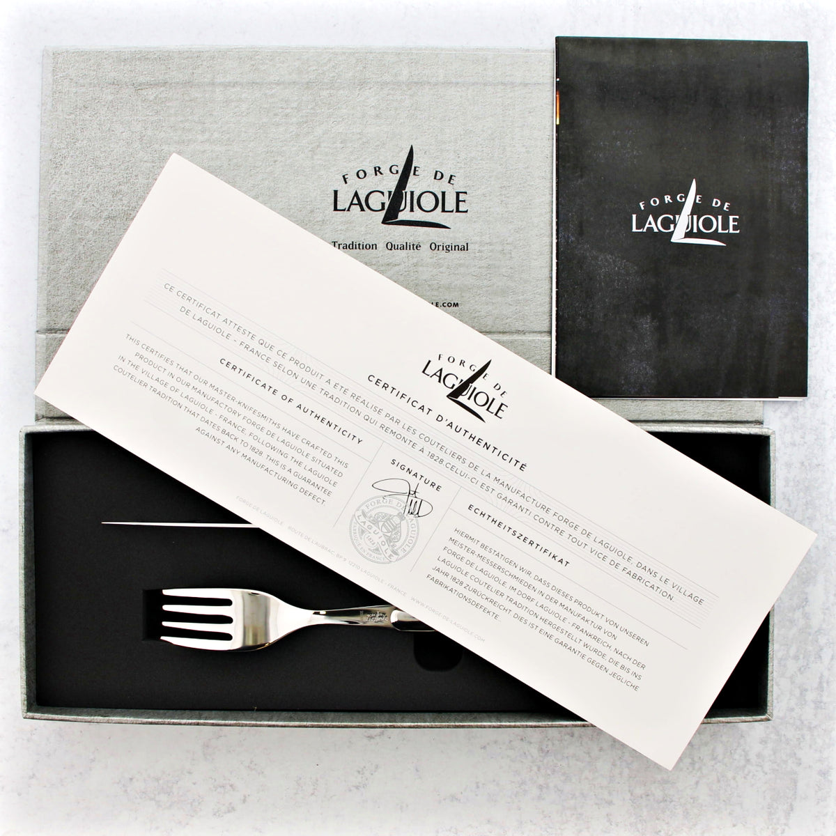 Forge de Laguiole Steak Knife and Fork Set - Light Horn Tip (2-Piece Set)