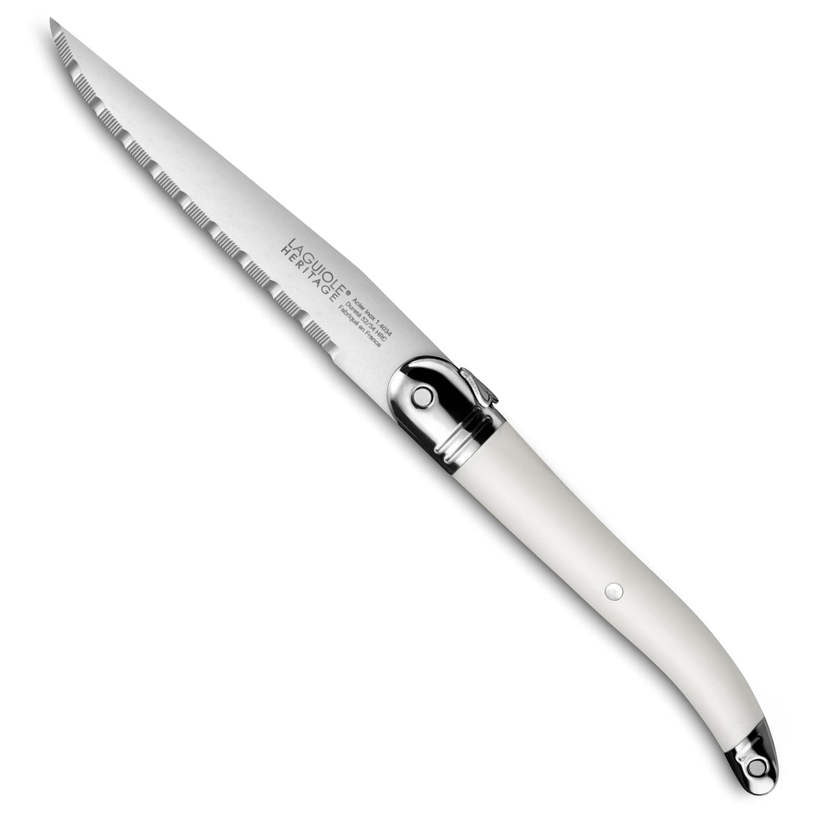 Laguiole Heritage® Steak Knives with Wooden Storage Box - Access Series - White  Handle - Set of 6