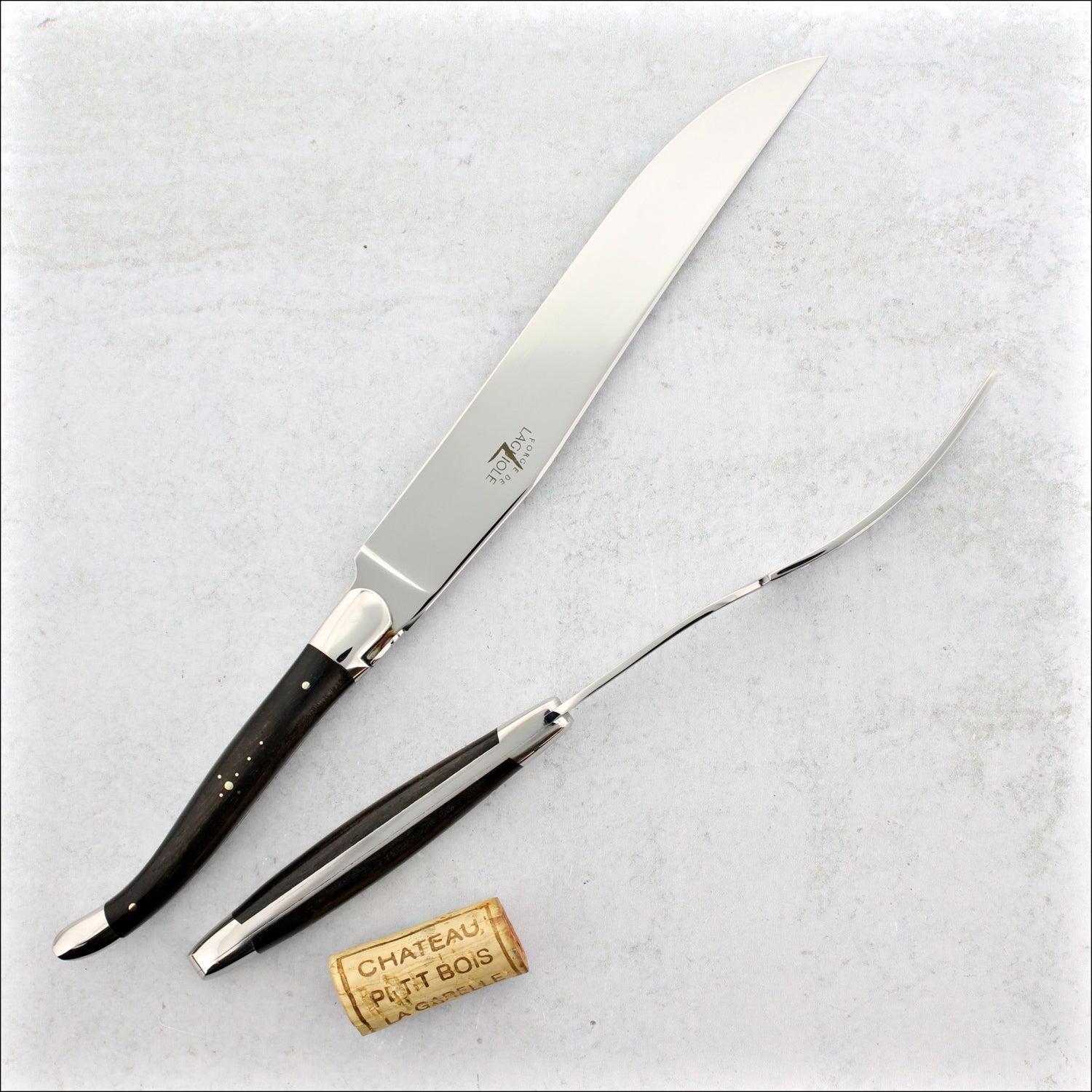 Laguiole Carving Set Ebony Handle Shiny Finish