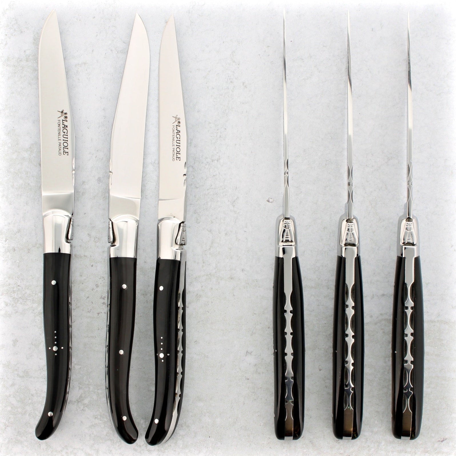 Laguiole Forged Steak Knives Black Horn Tip