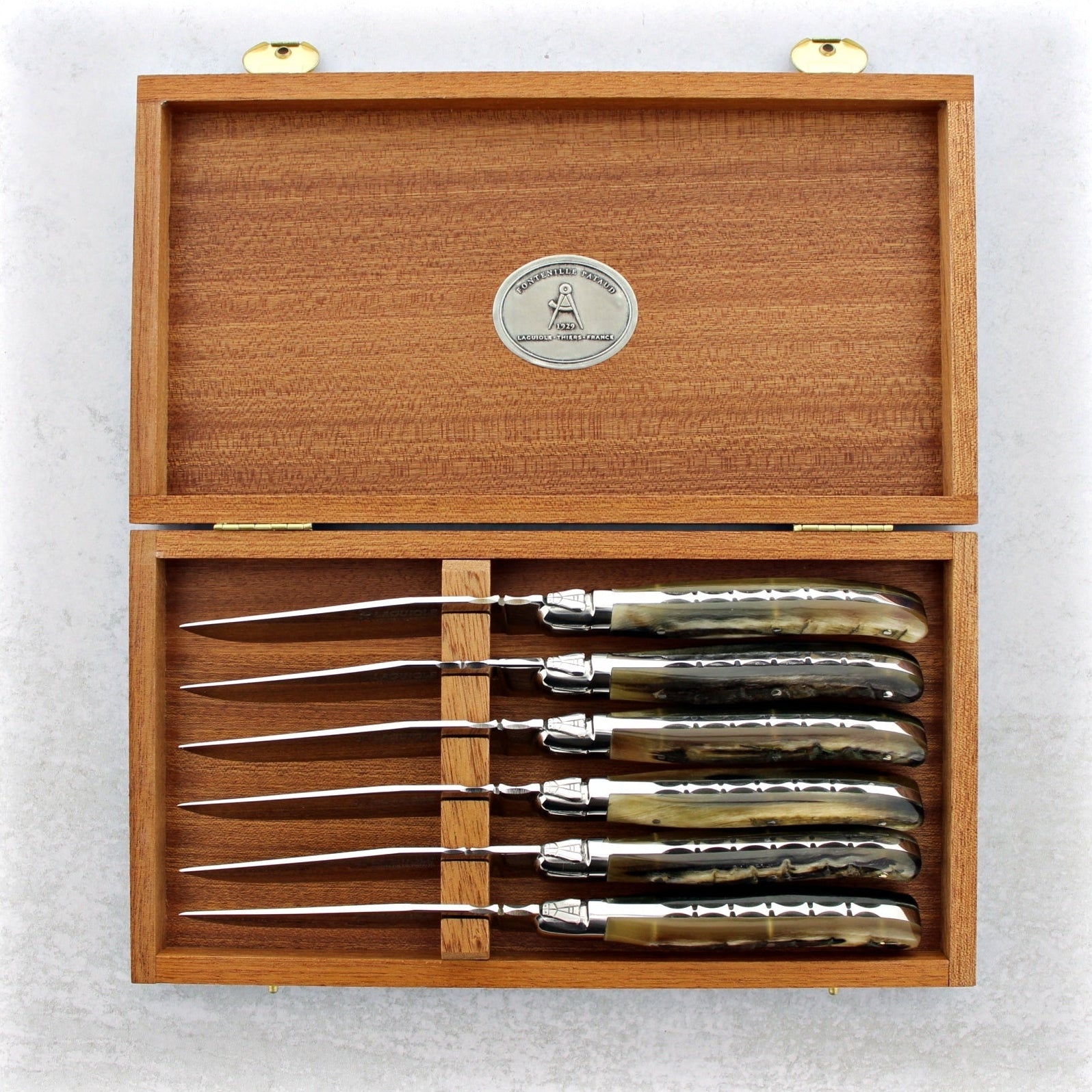 Laguiole Forged Steak Knives Dark Ram Horn