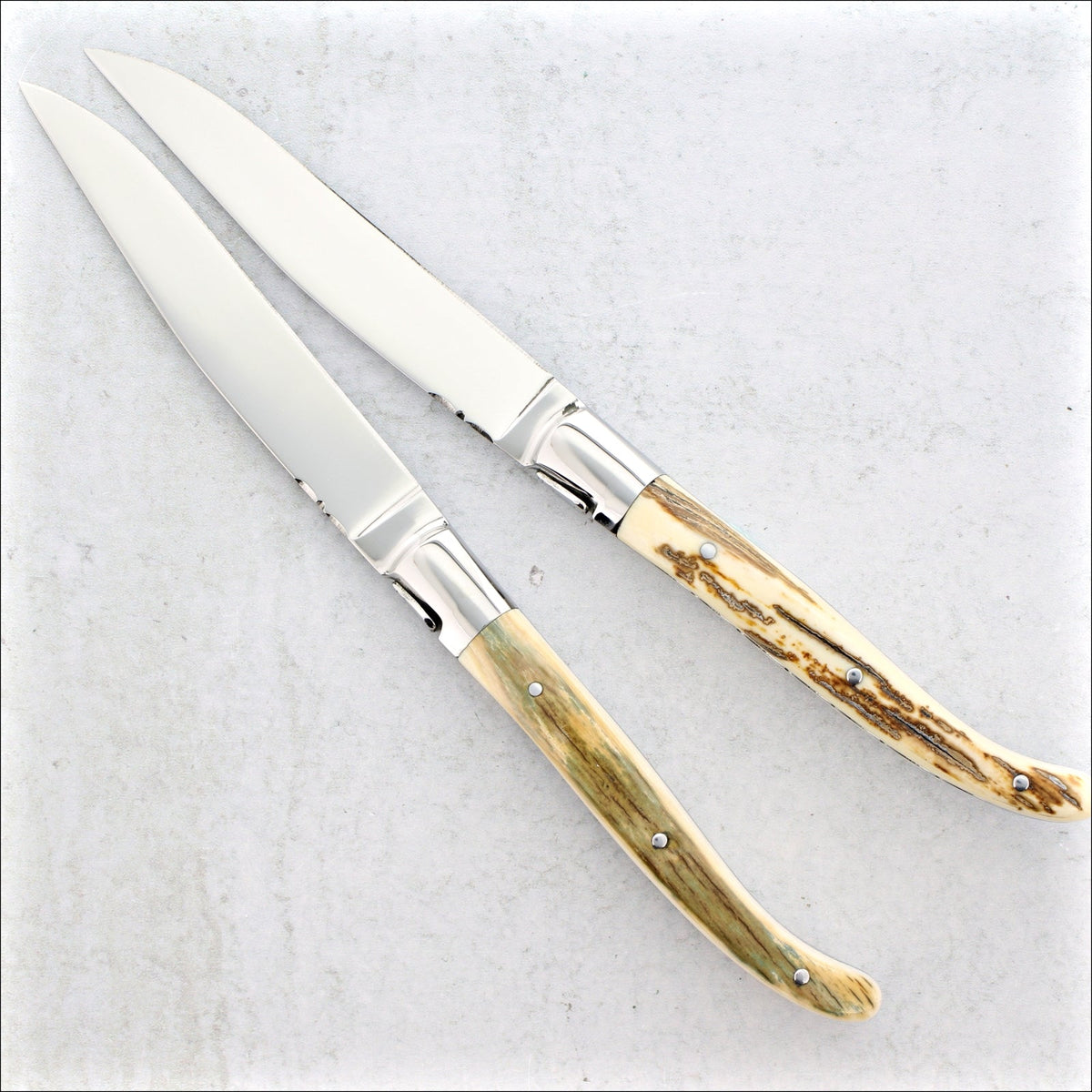 Laguiole Forged Steak Knives Fossilized Mammoth Tusk - A