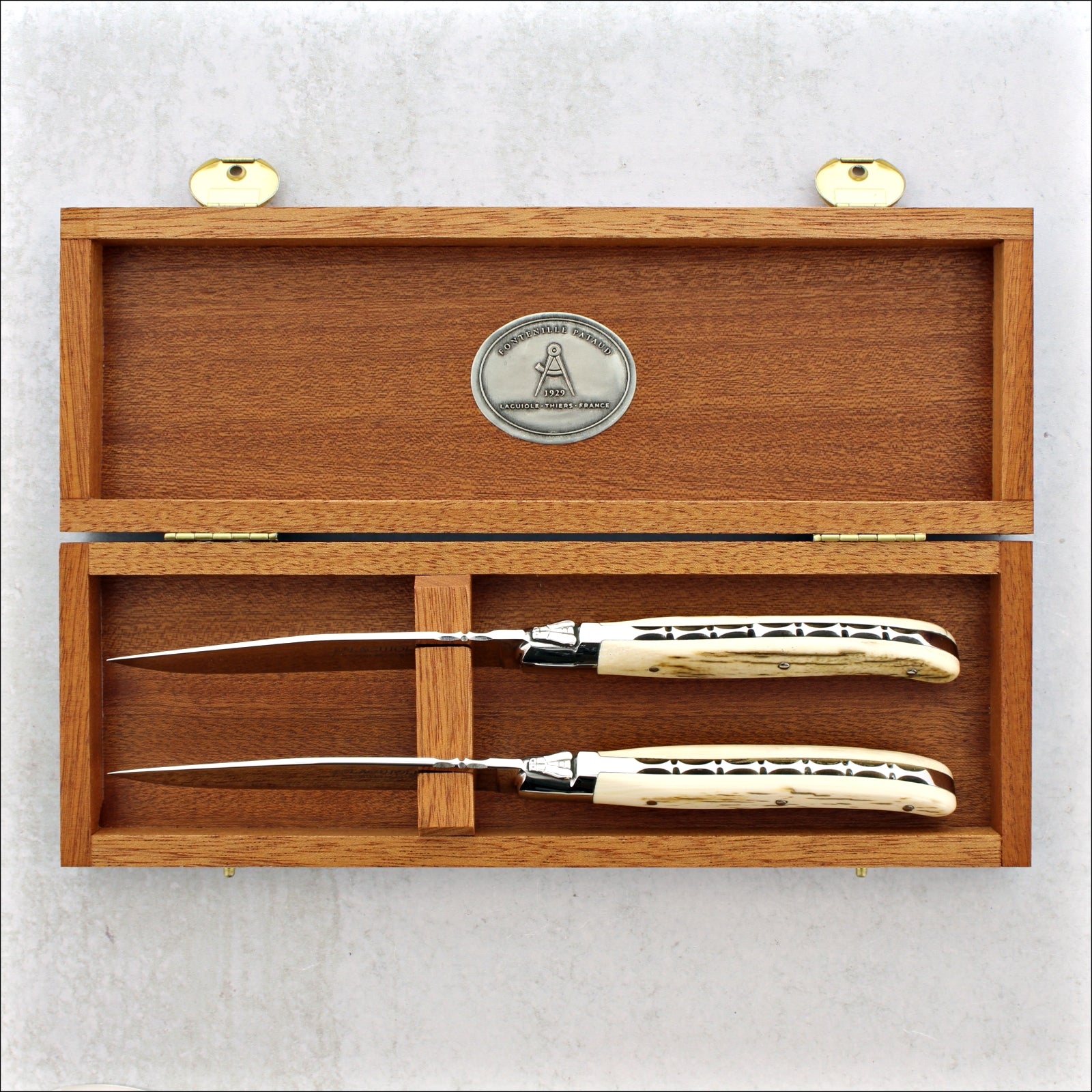 Laguiole Forged Steak Knives Fossilized Mammoth Tusk - B